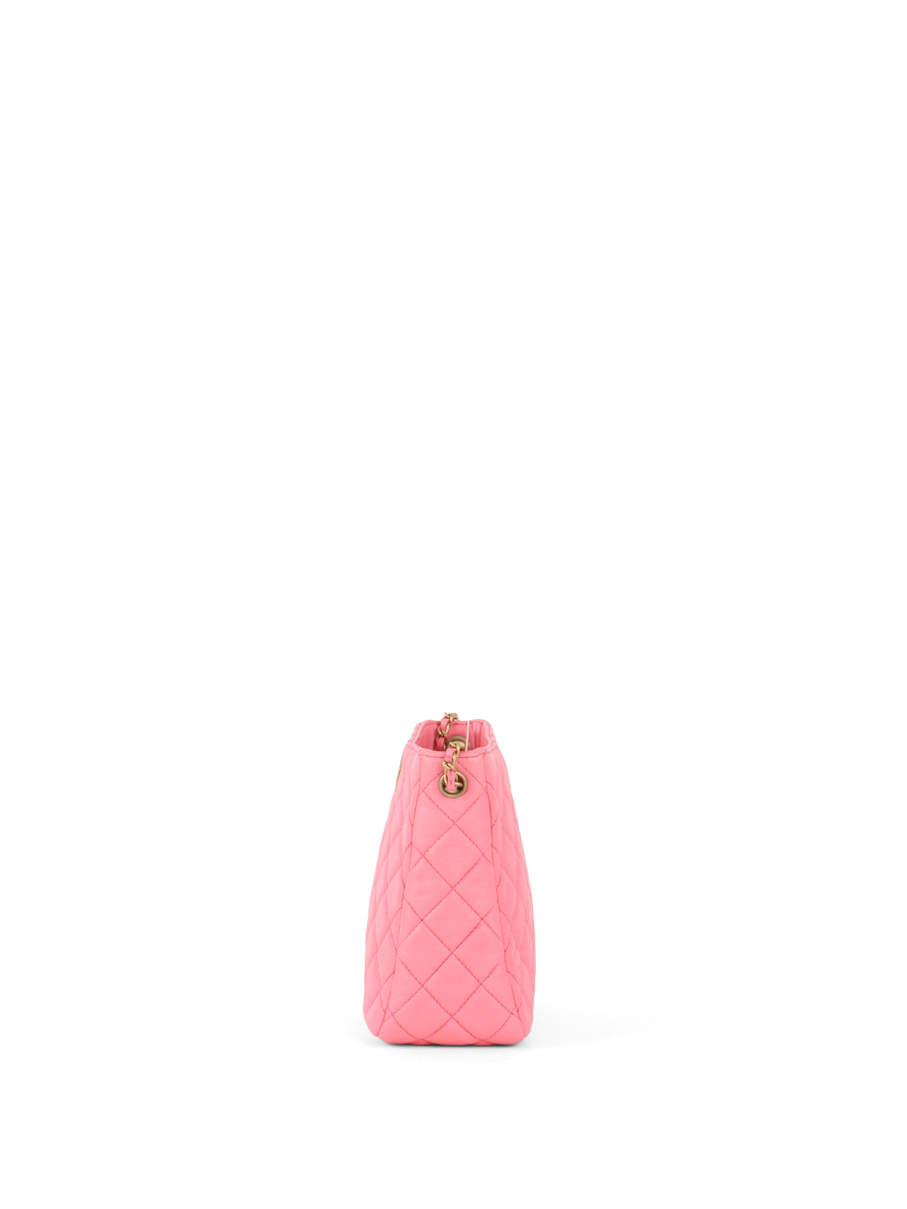 Chanel Pink Lambskin Hobo Chain Bag