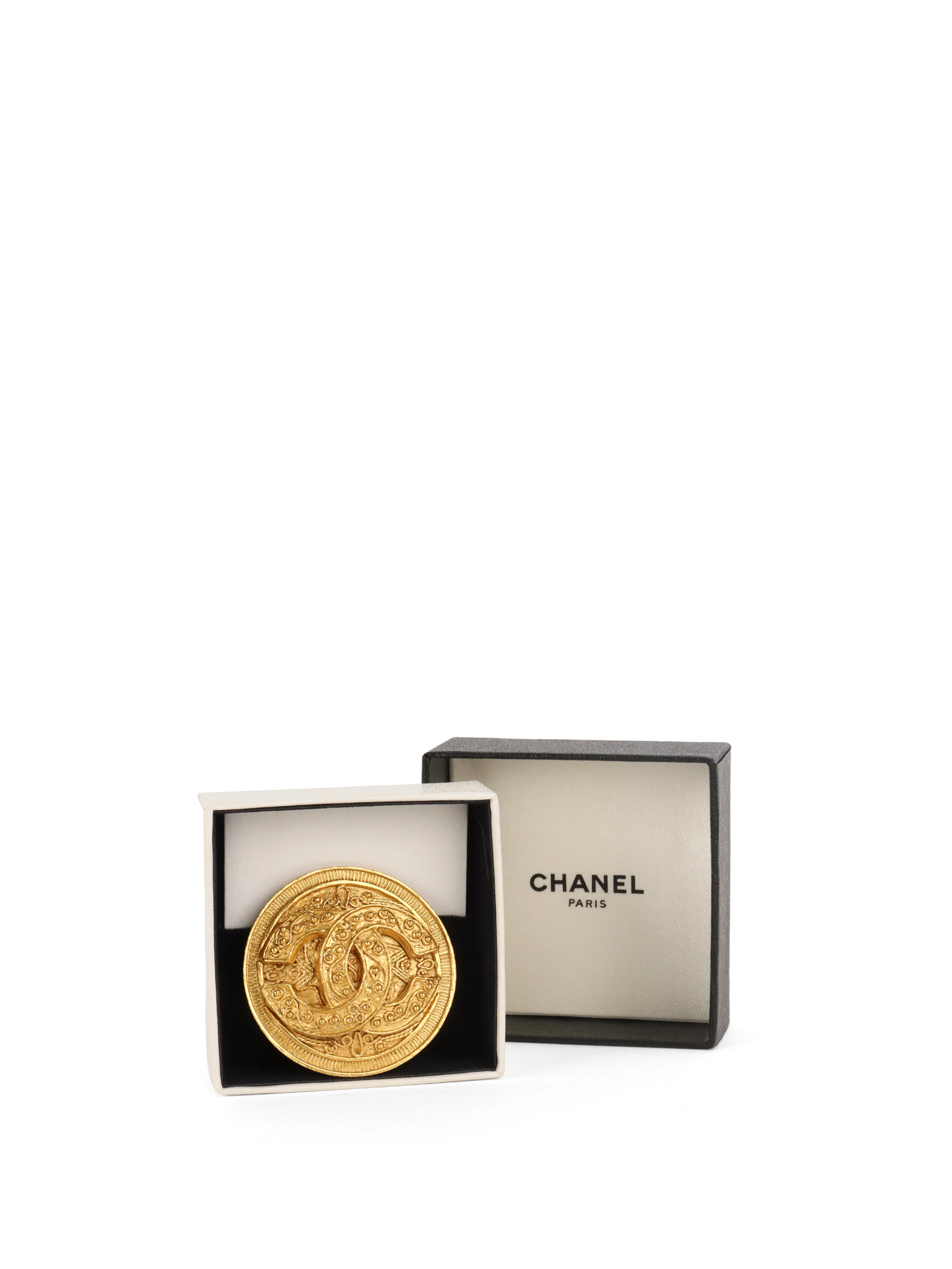 Chanel 1994 Baroque Embellished CC Medallion Brooch