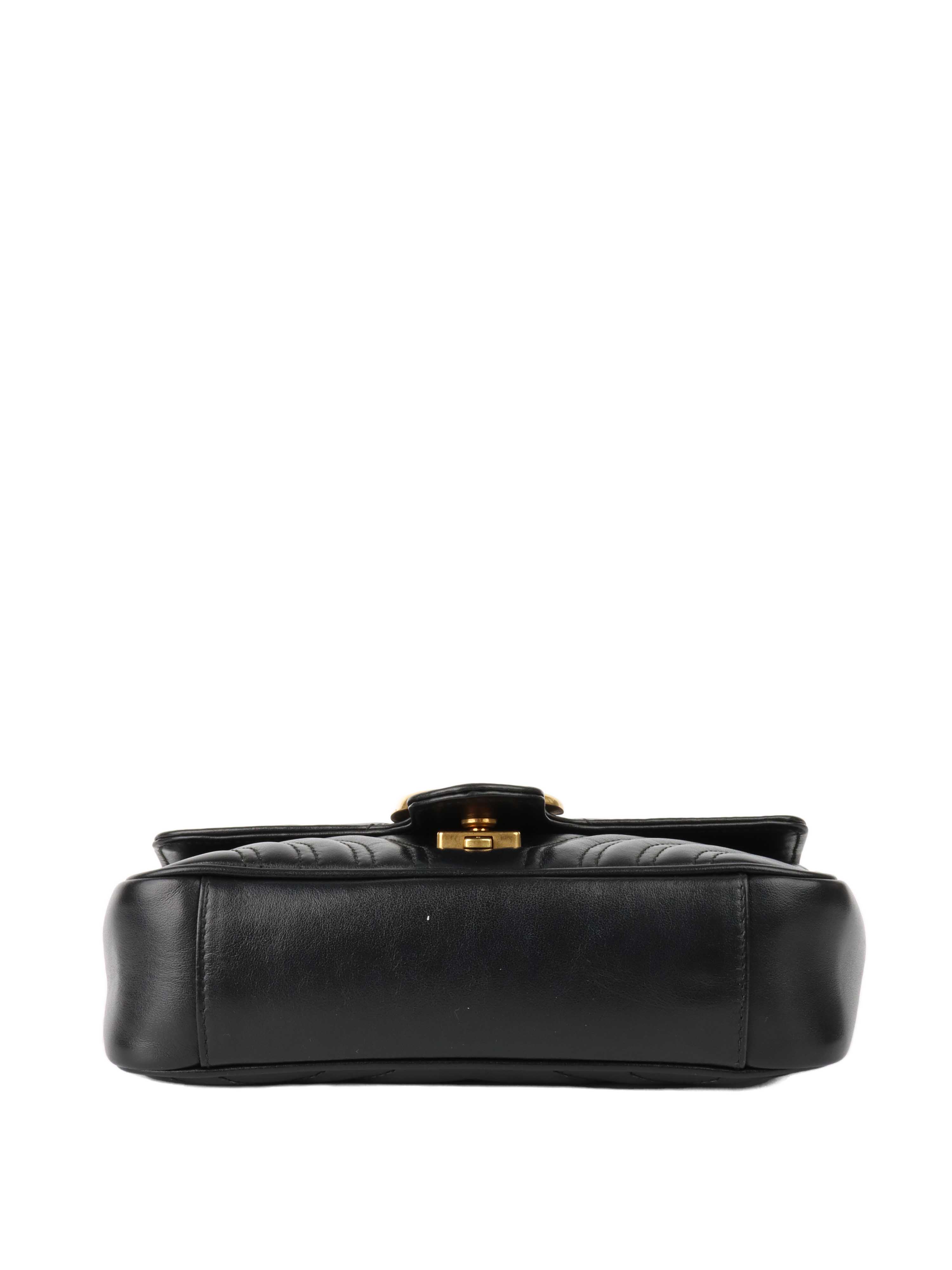 Gucci Black Mini Marmont Shoulder Bag.