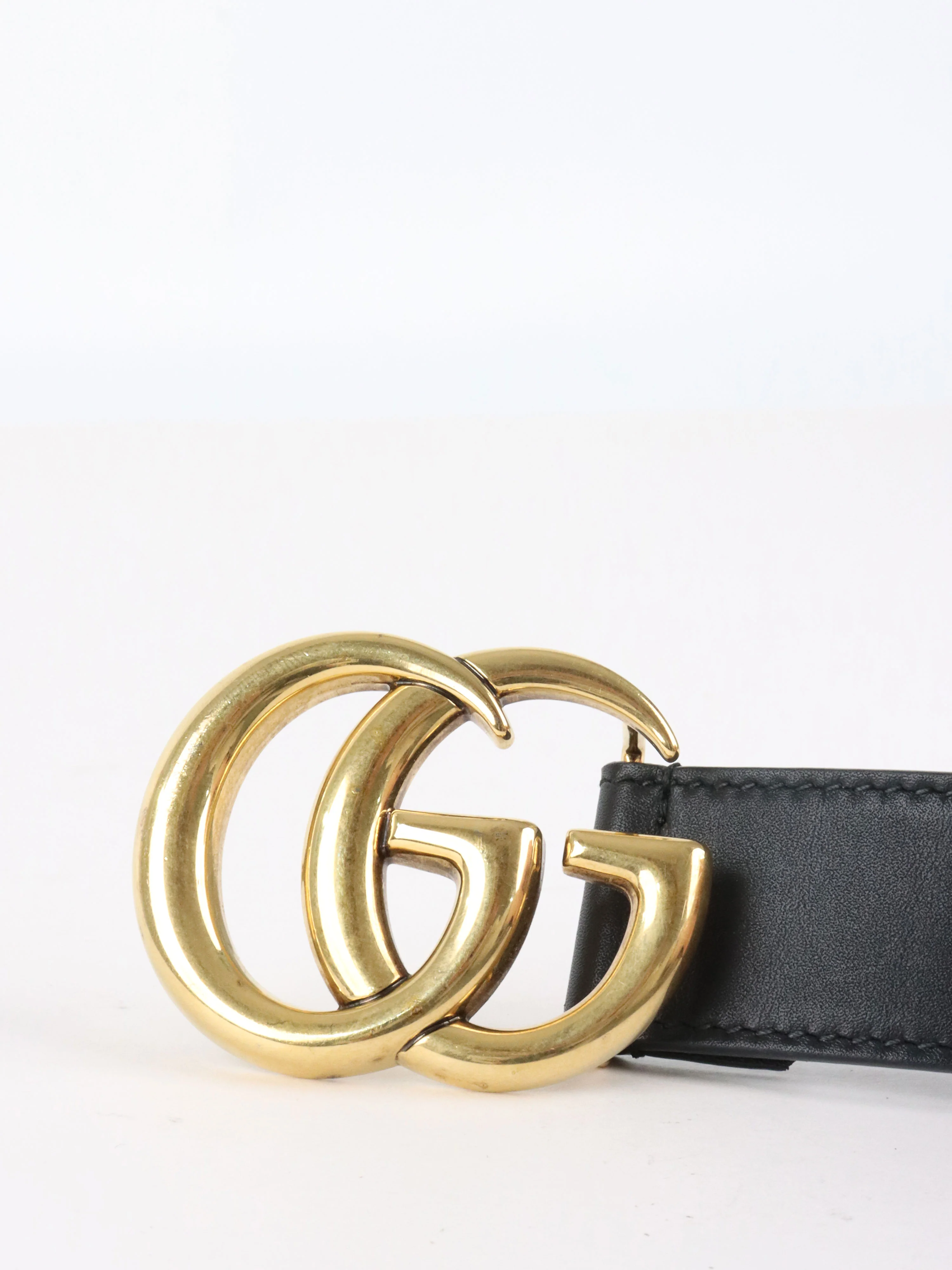 Gucci Black GG Marmont Belt GHW