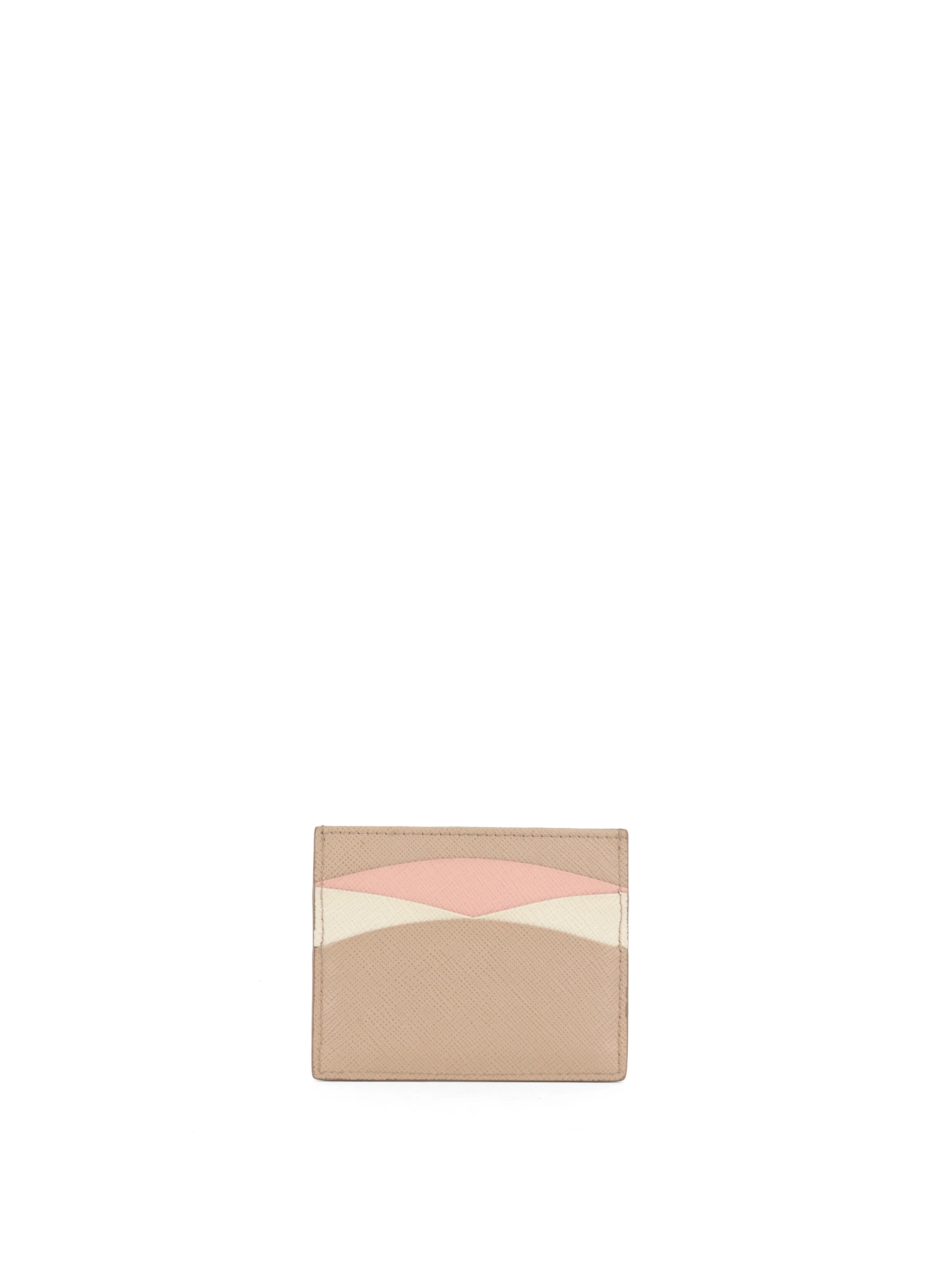 Prada Saffiano Leather Beige/ Pink Card Holder