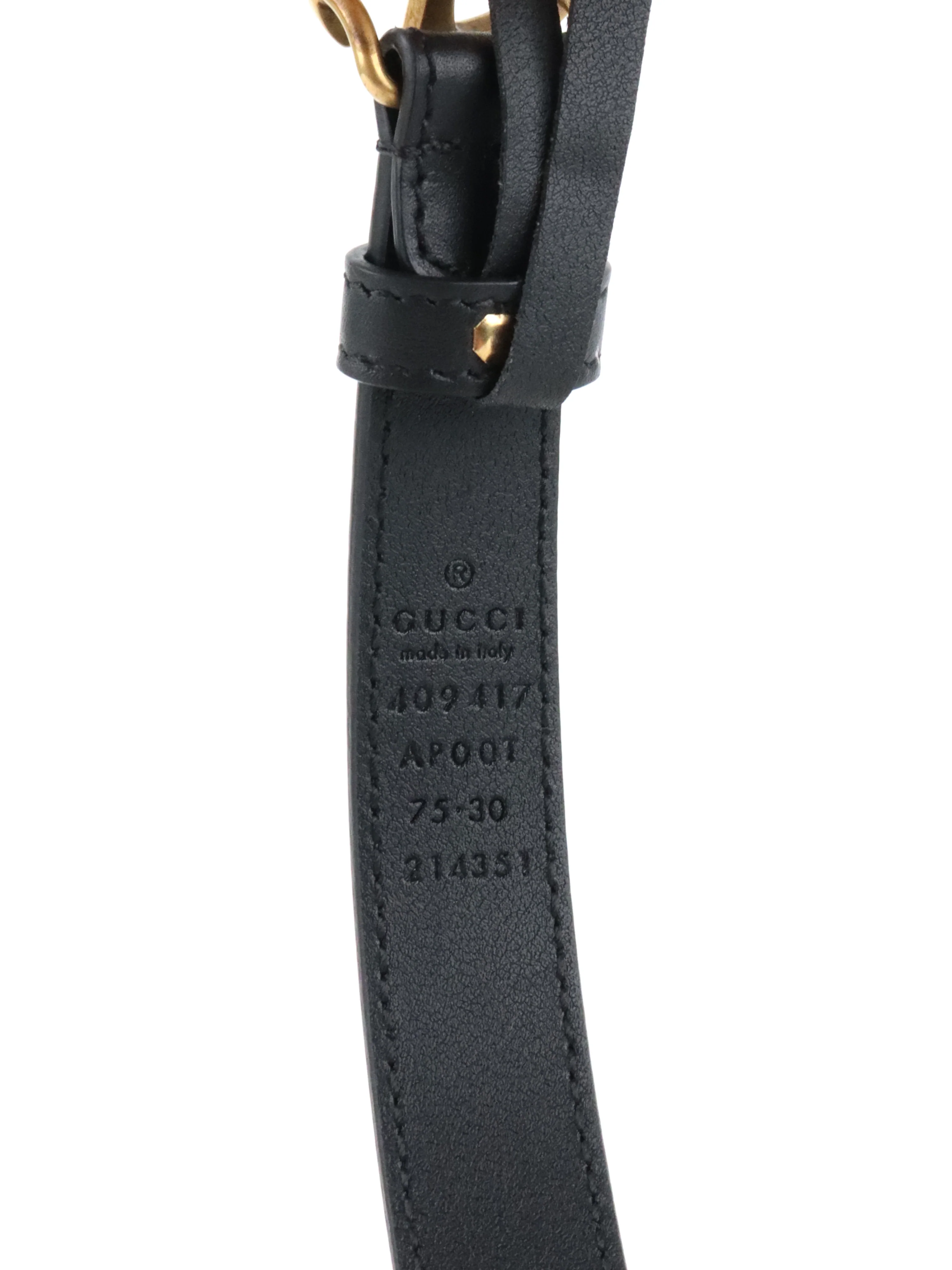 Gucci Black Thin Belt Size 75
