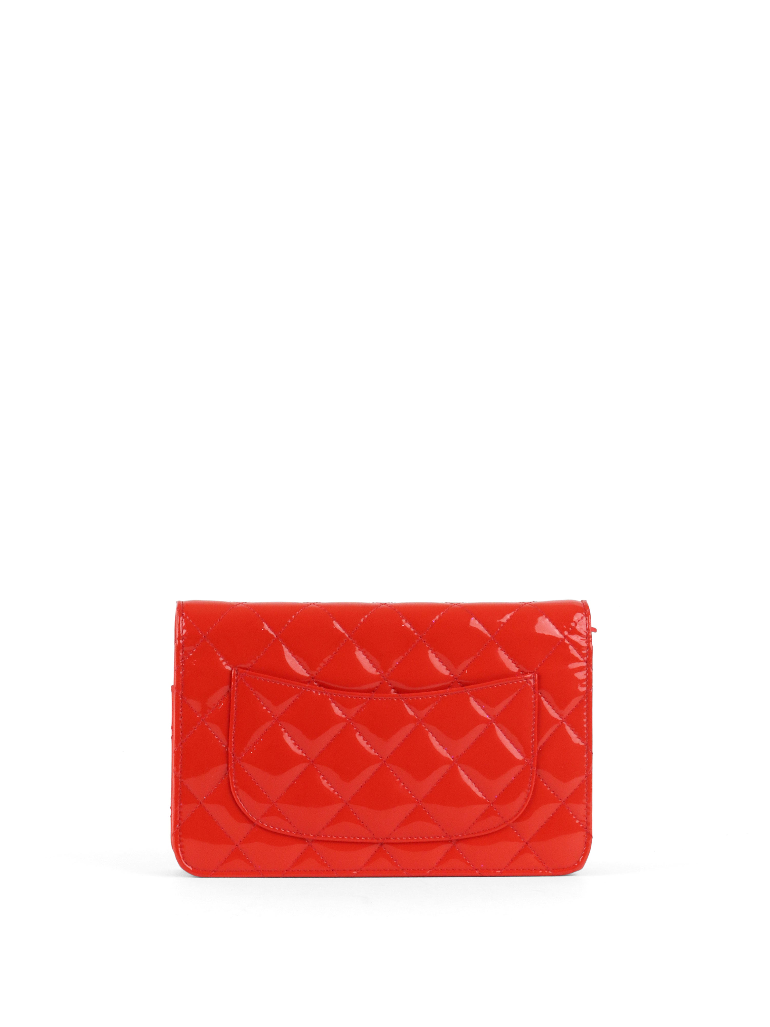 Chanel Red Patent Wallet on Chain SHW
