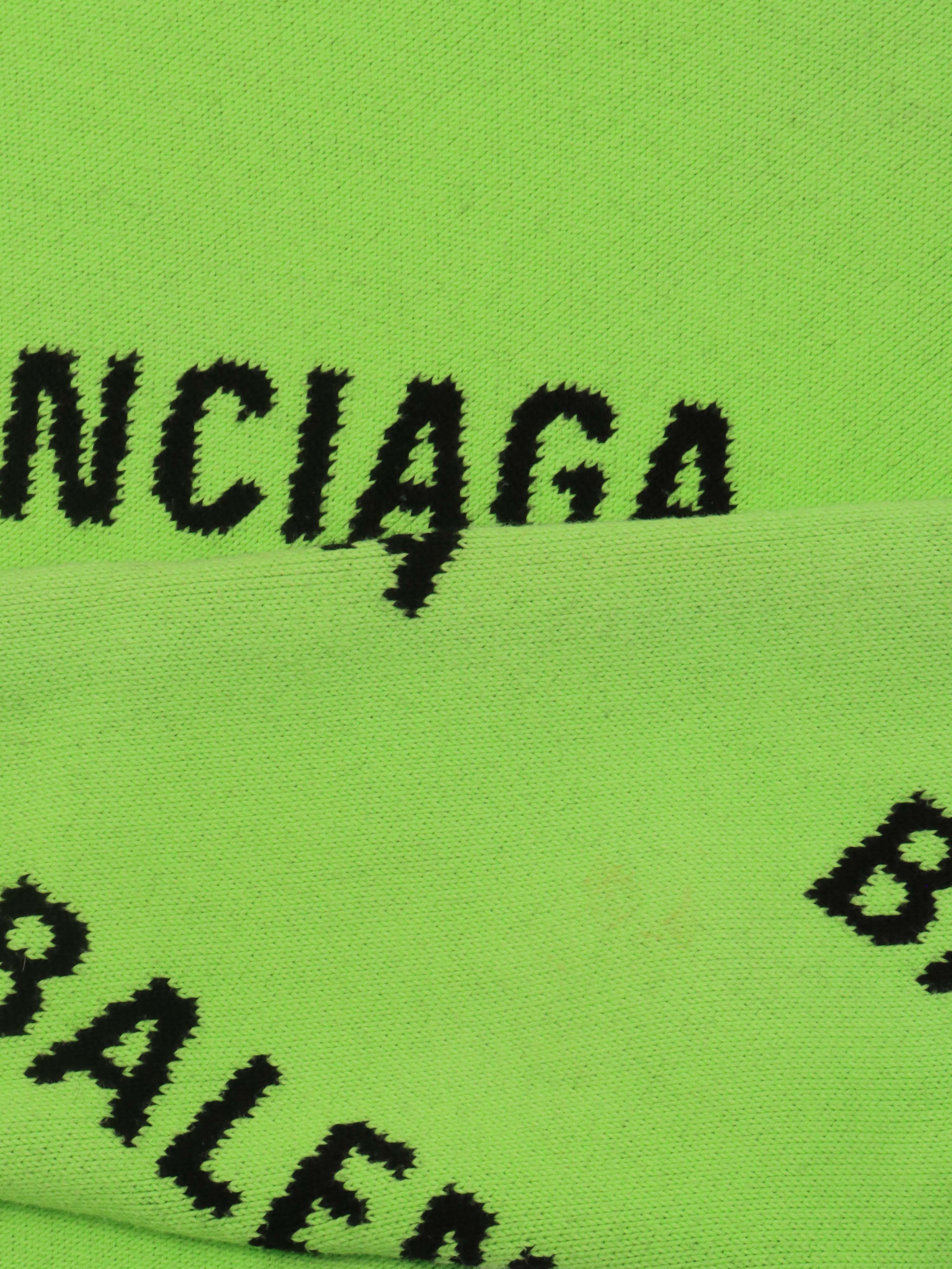 Balenciaga Green  Black Wool Logo Sweater.