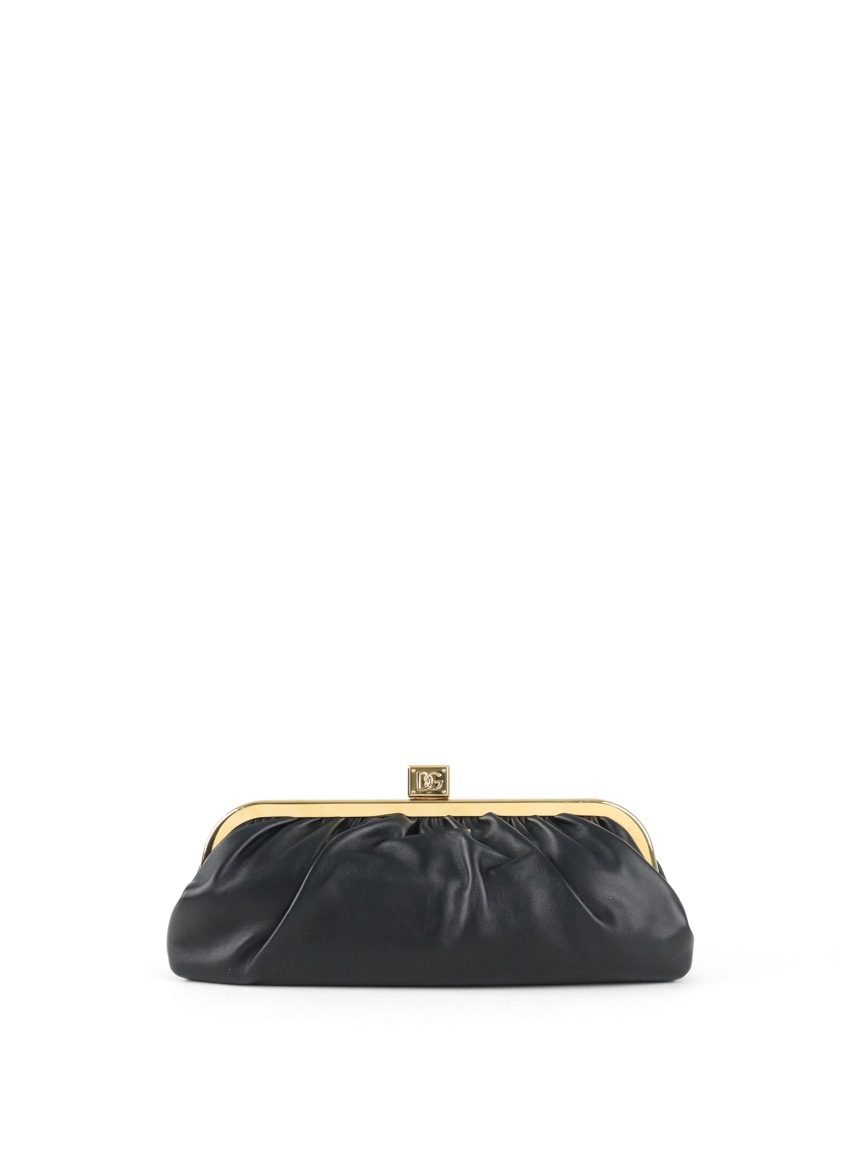 Dolce  Gabana Black Maria Nappa Leather Clutch GHW