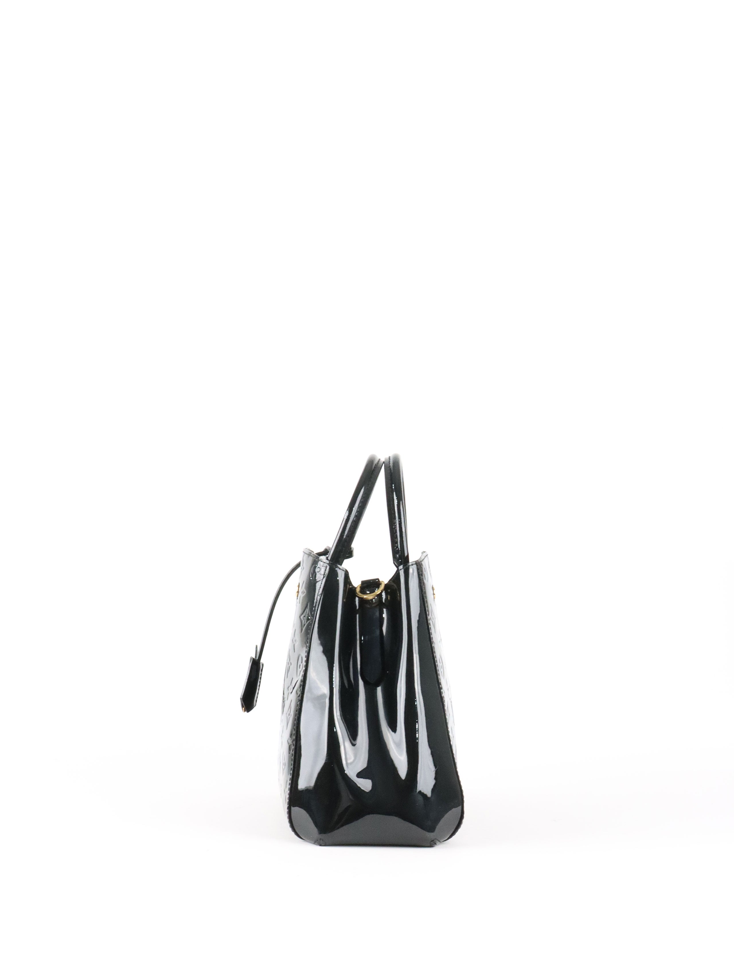 Louis Vuitton Black Monogram Vernis Montaigne MM Satchel Bag