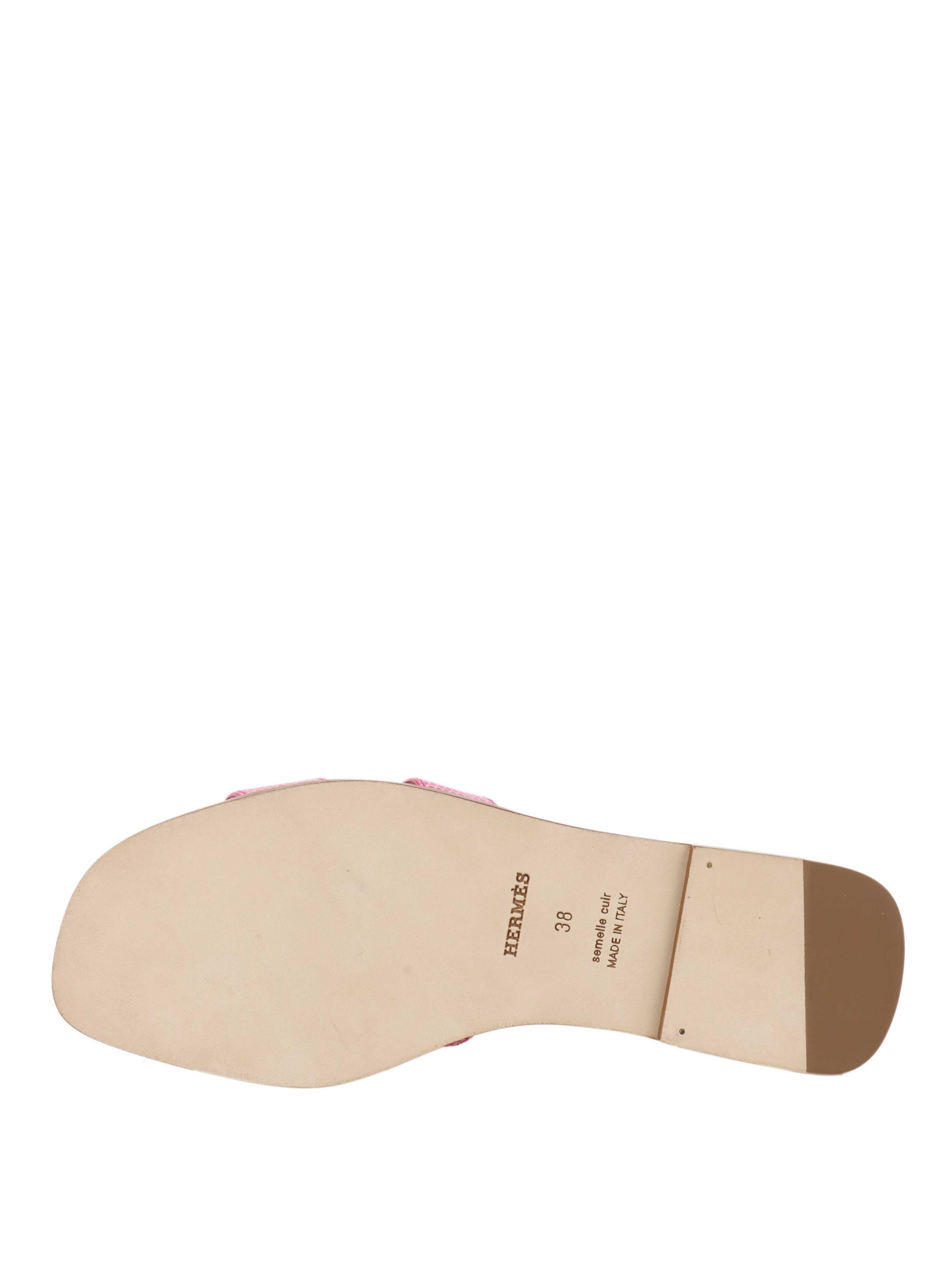 Hermes Sandales Oran Lizard Pink.