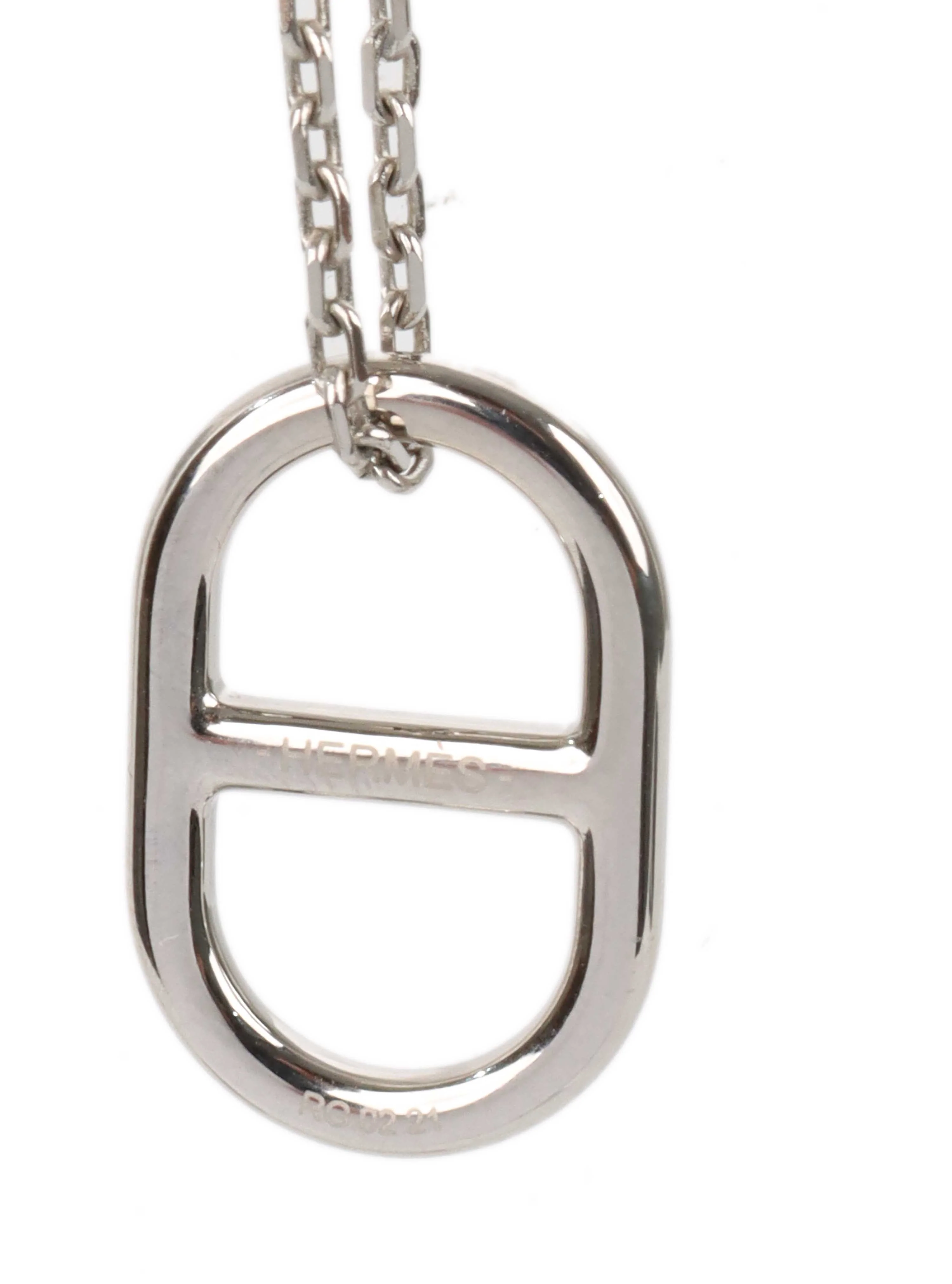 Hermes Silver and Pink  OMaillon Pendant Necklace