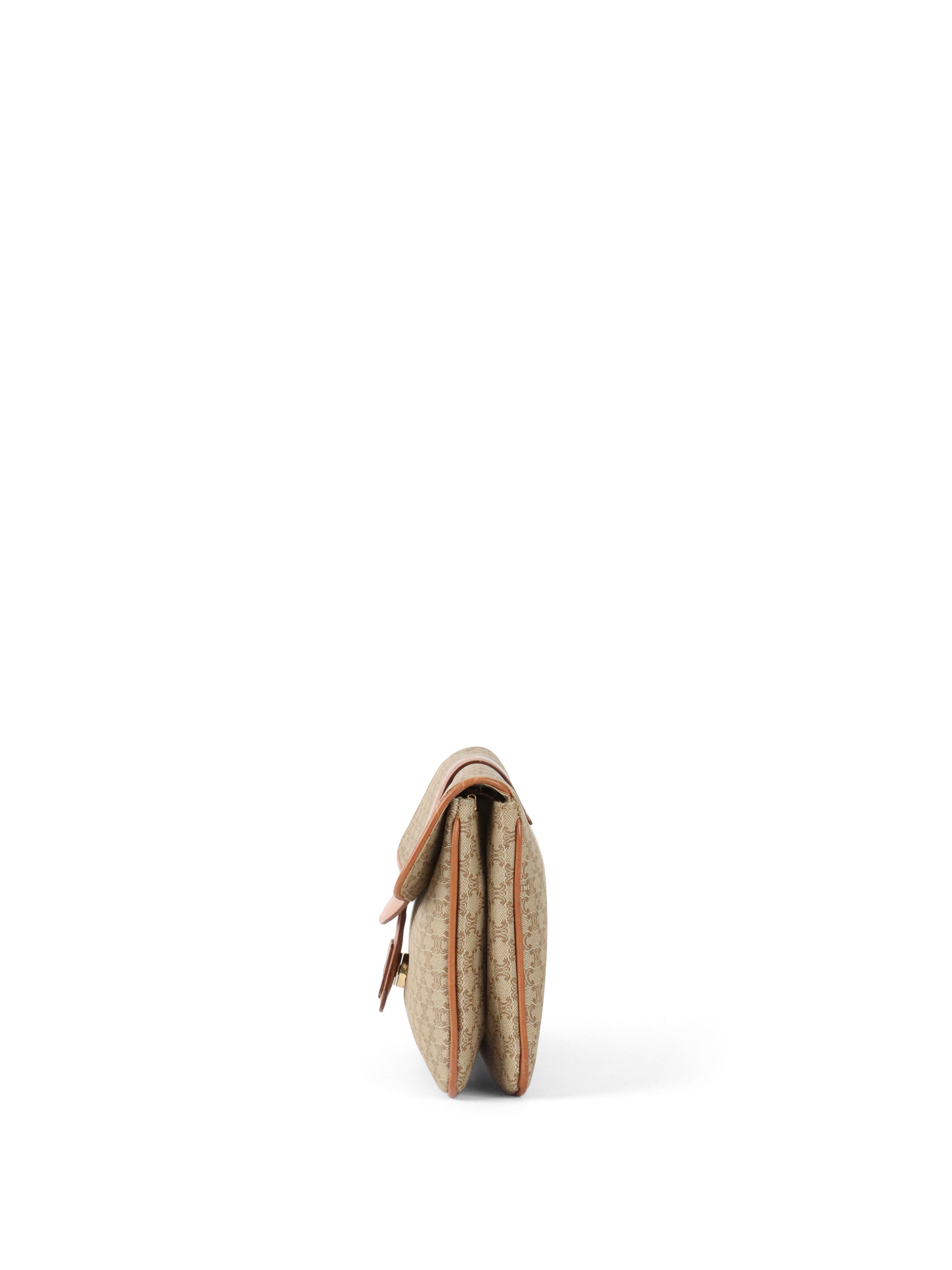 Celine Vintage Macadam Pattern Coated Canvas Clutch Bag