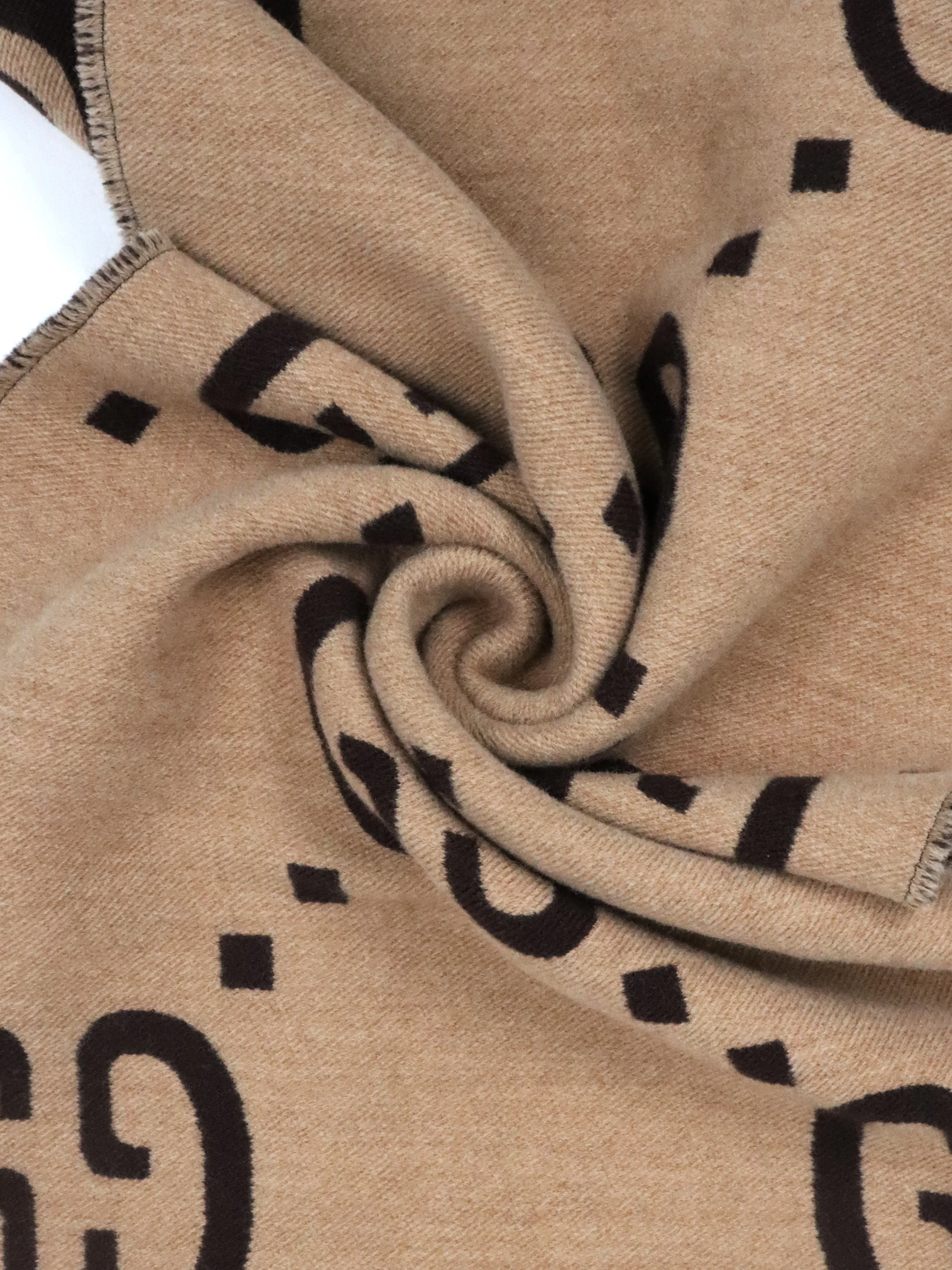 Gucci Brown Wool GG Jacquard Scarf