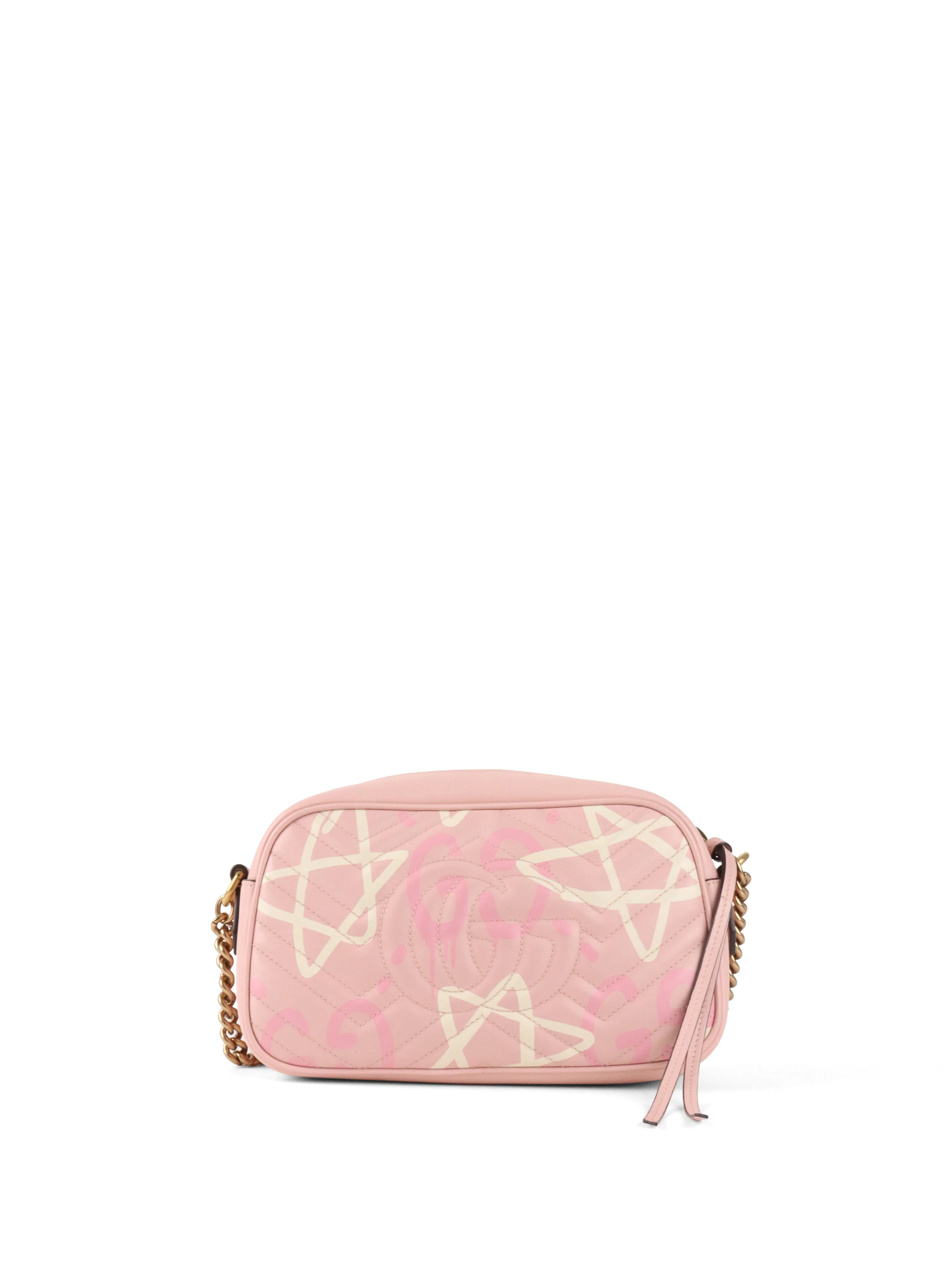 Gucci Pink Small GG Ghost Marmont Matelasse Camera Bag