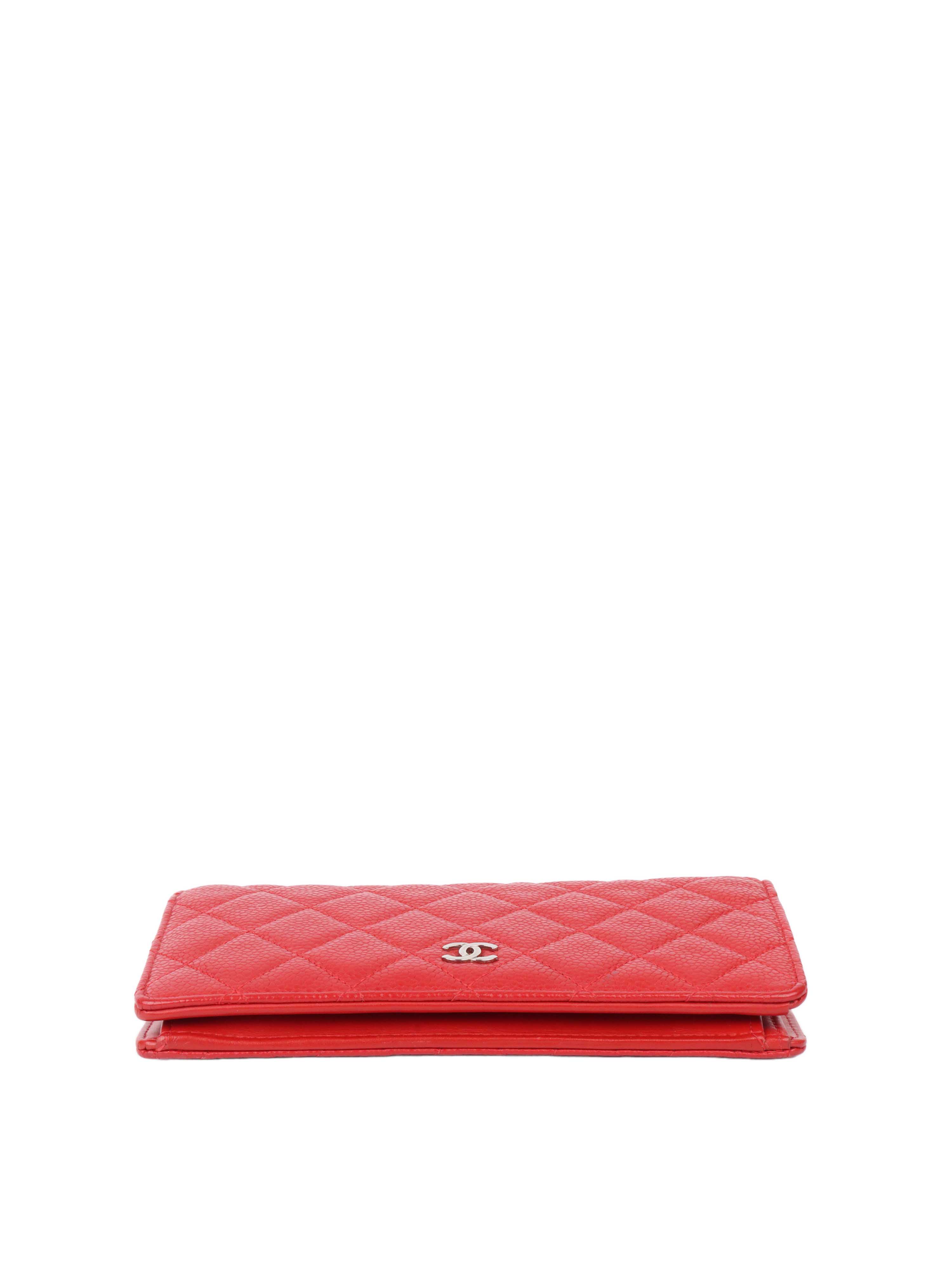 Chanel Red Caviar Long Wallet.