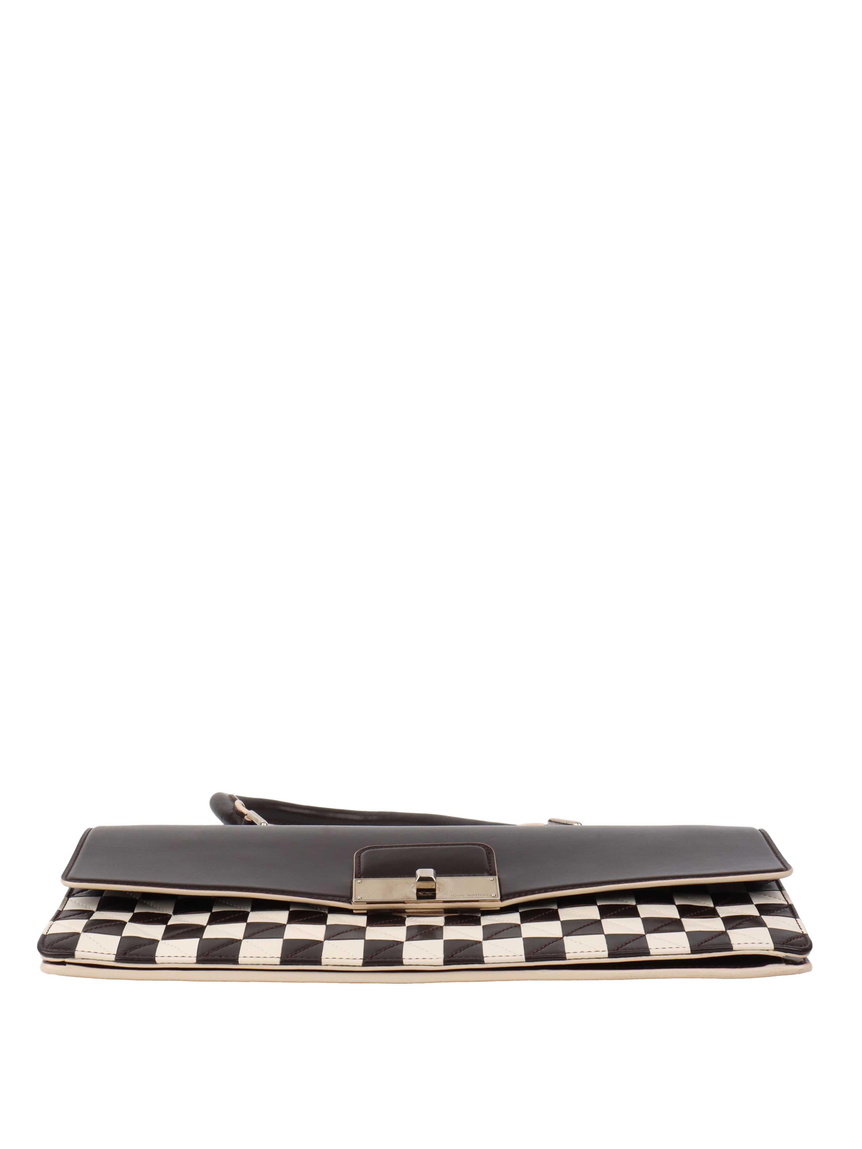 Louis Vuitton Black 
White Chess Board Clutch.