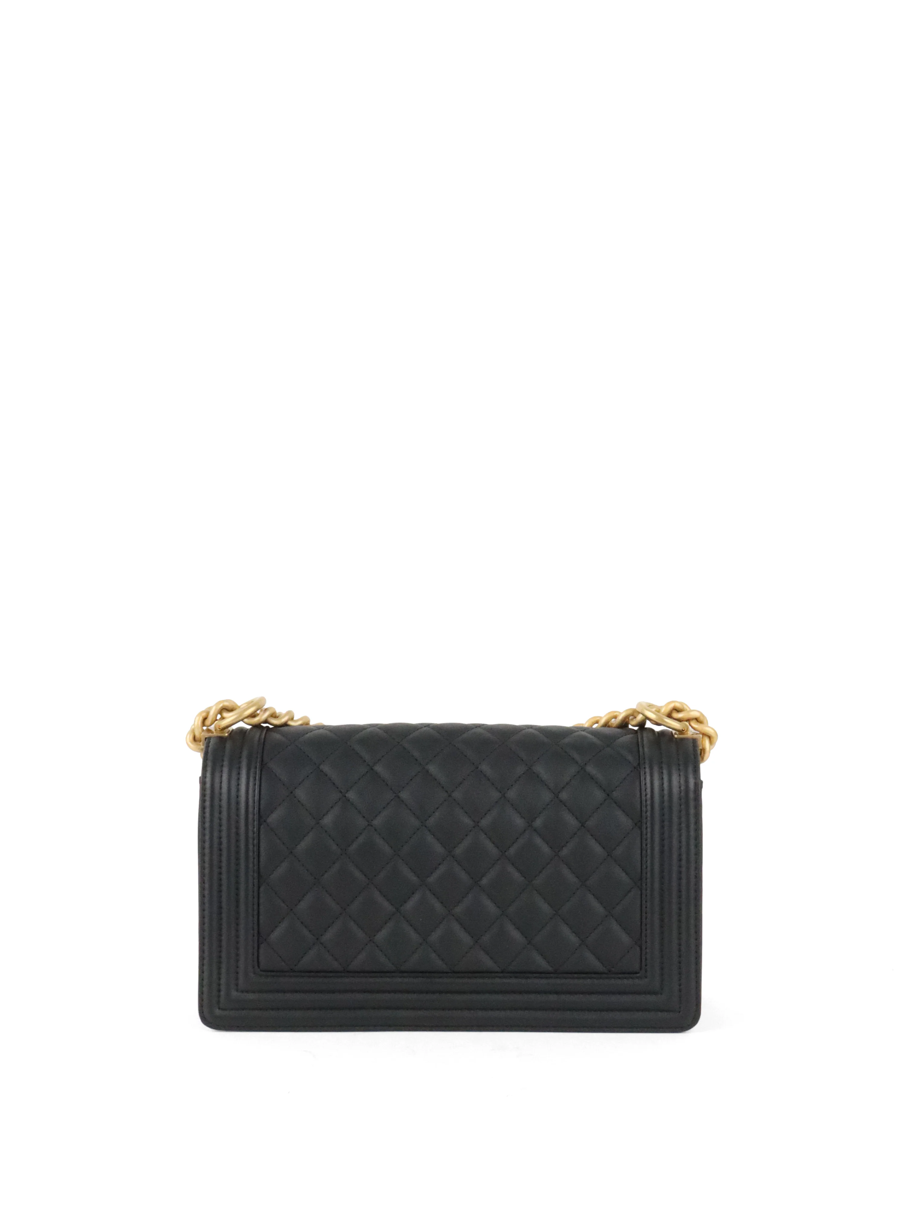 Chanel Black Matte Lambskin Medium Boy Bag GHW