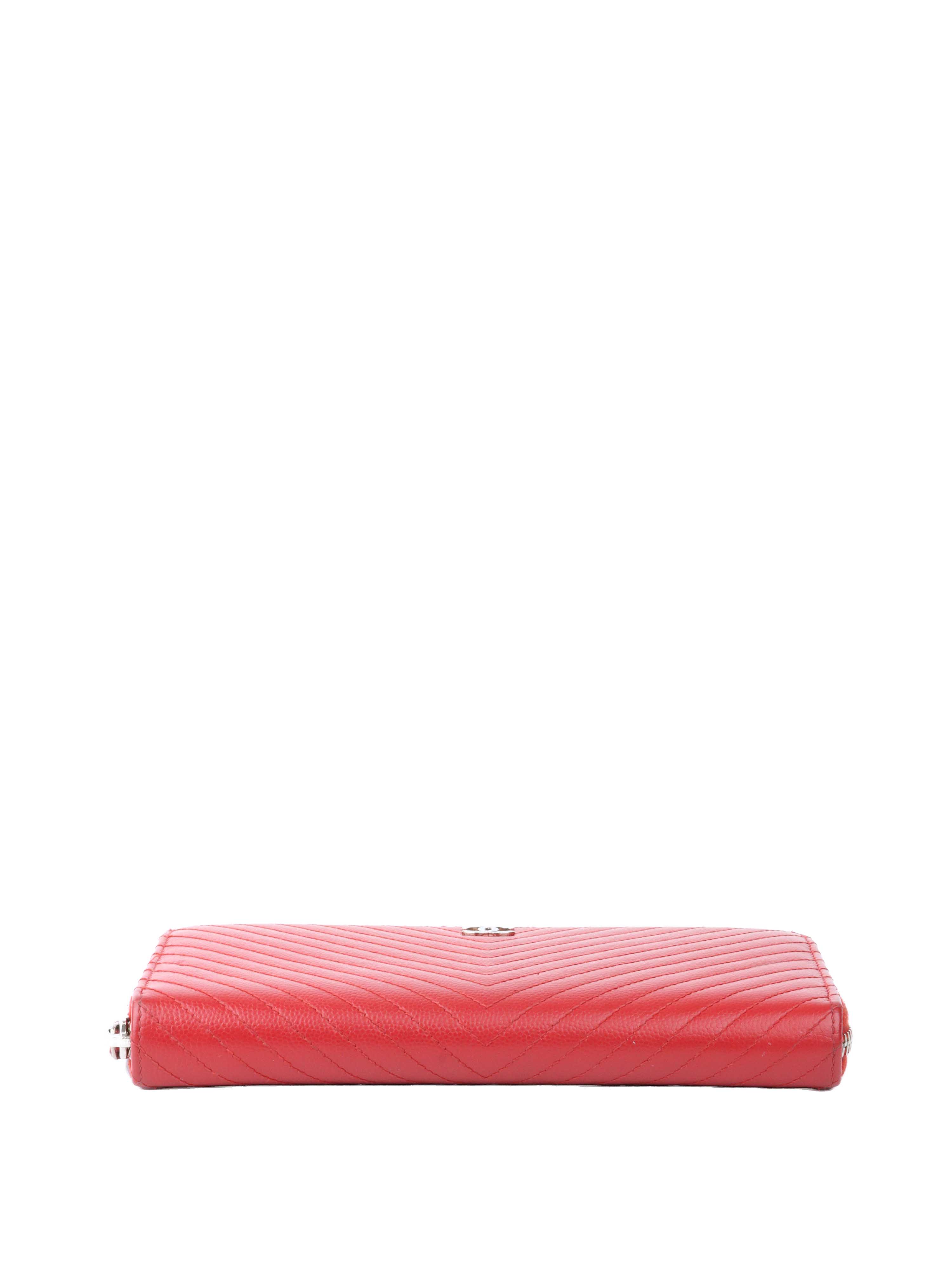 Chanel Red Caviar Zip Around Wallet.