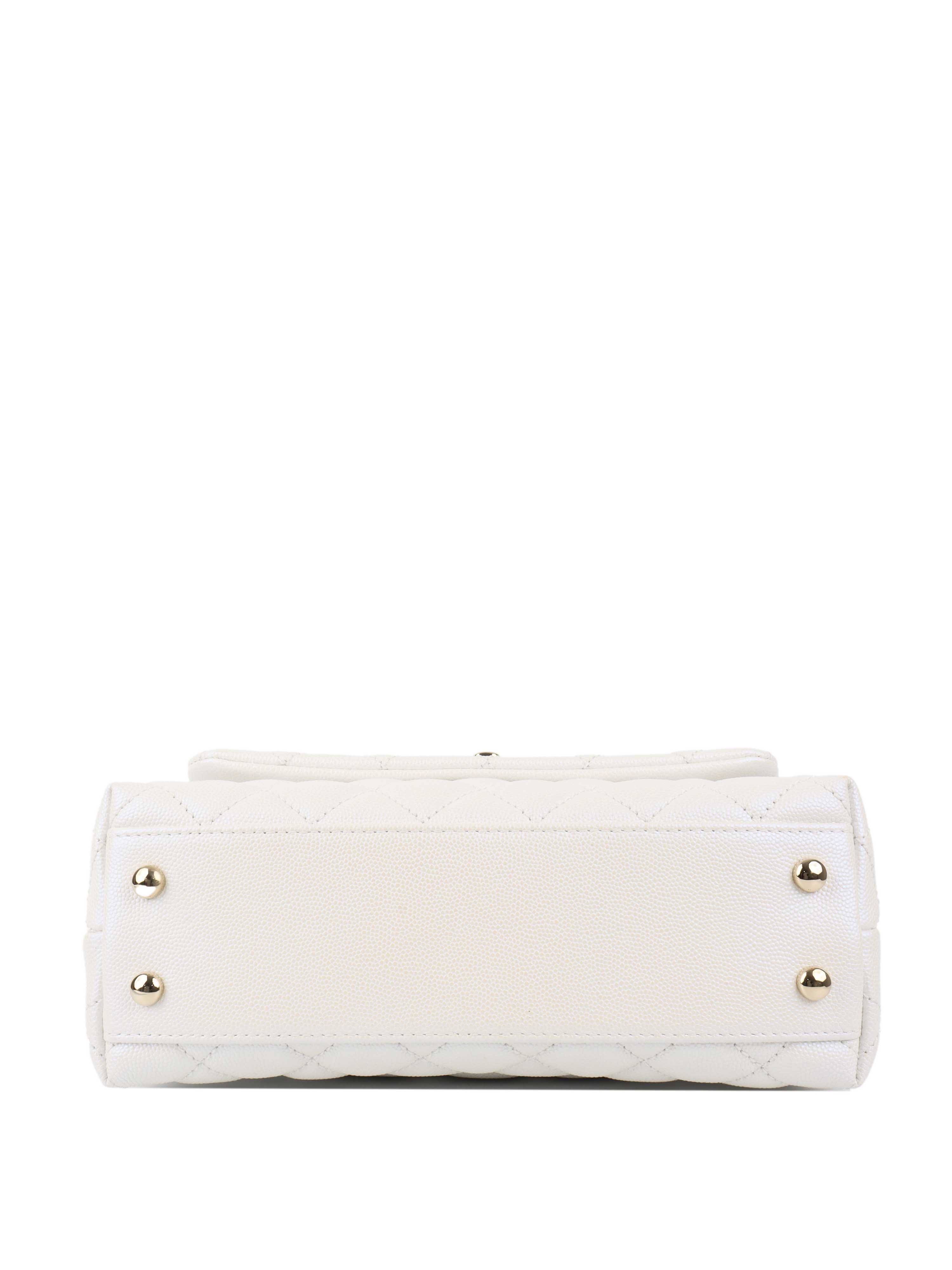 Chanel Small White Iridescent Coco Handle.