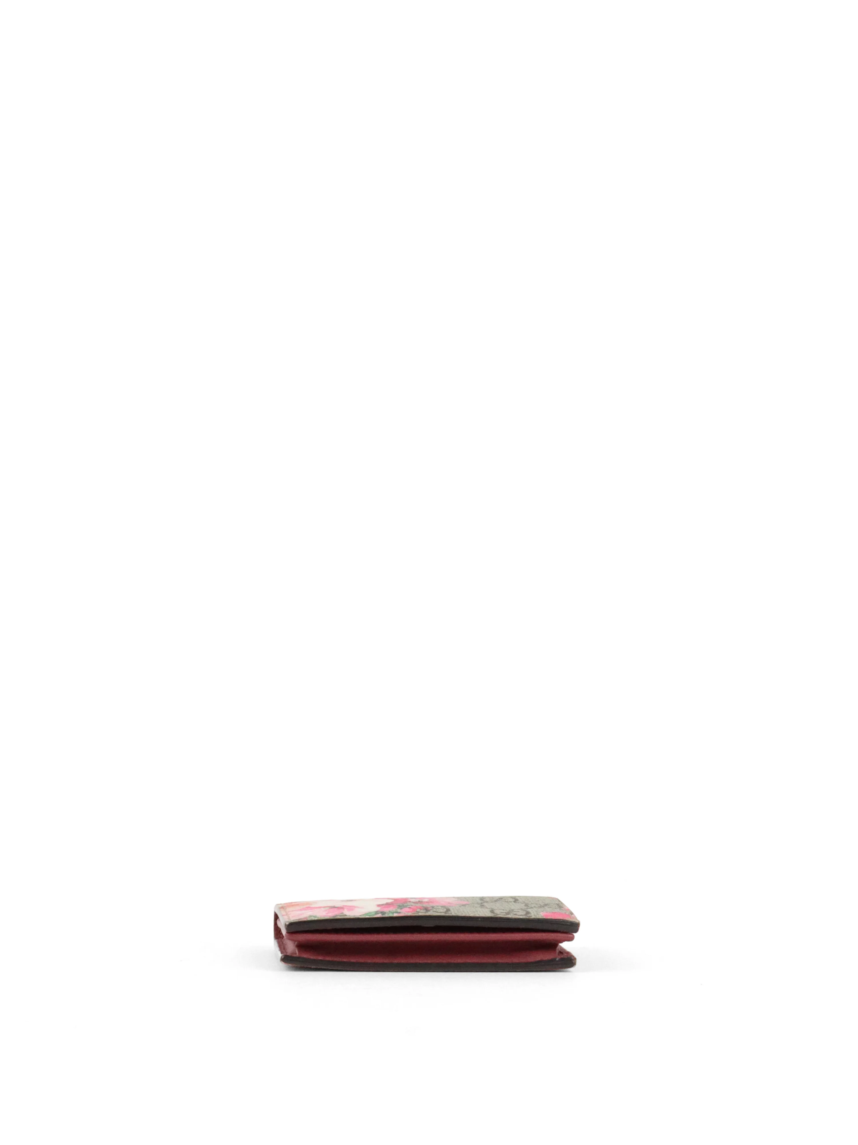 Gucci Ebony  Pink Bloom Supreme Fold Wallet