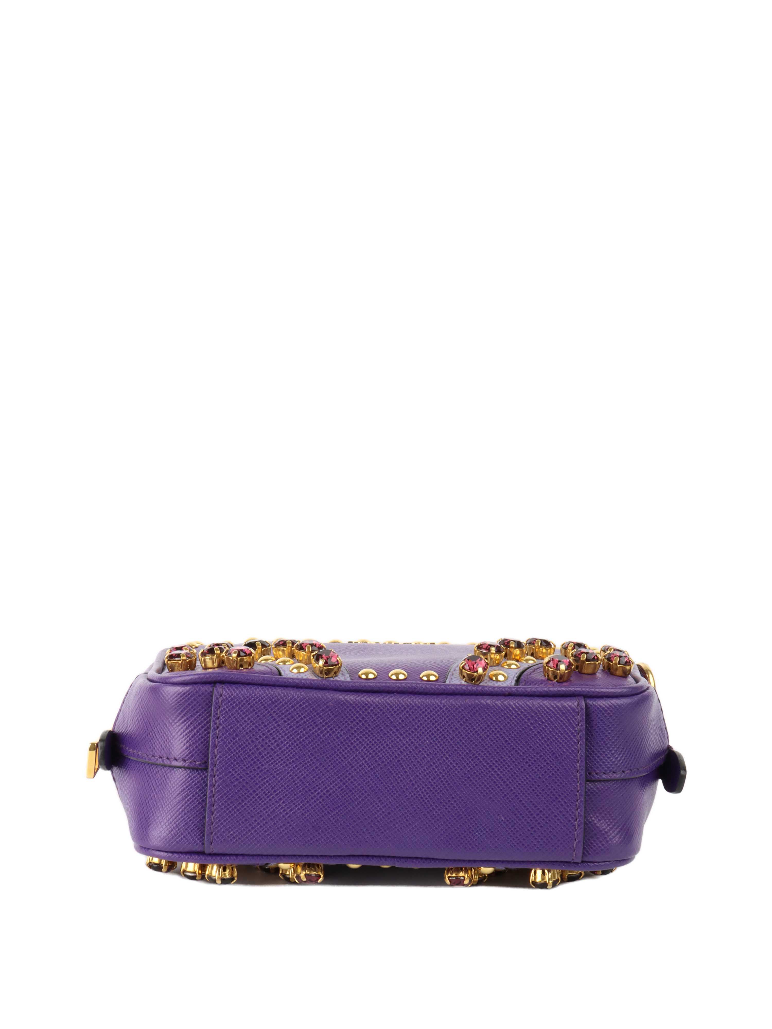 Prada Small Purple Saffiano Crossbody Bag.