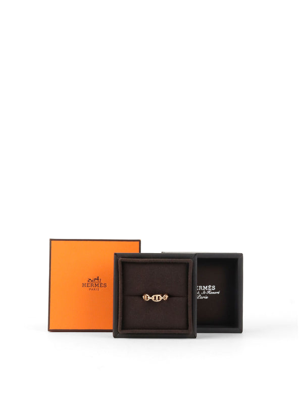 Hermes Rose Gold Chaine DAncre Enchainee Ring, Small Model