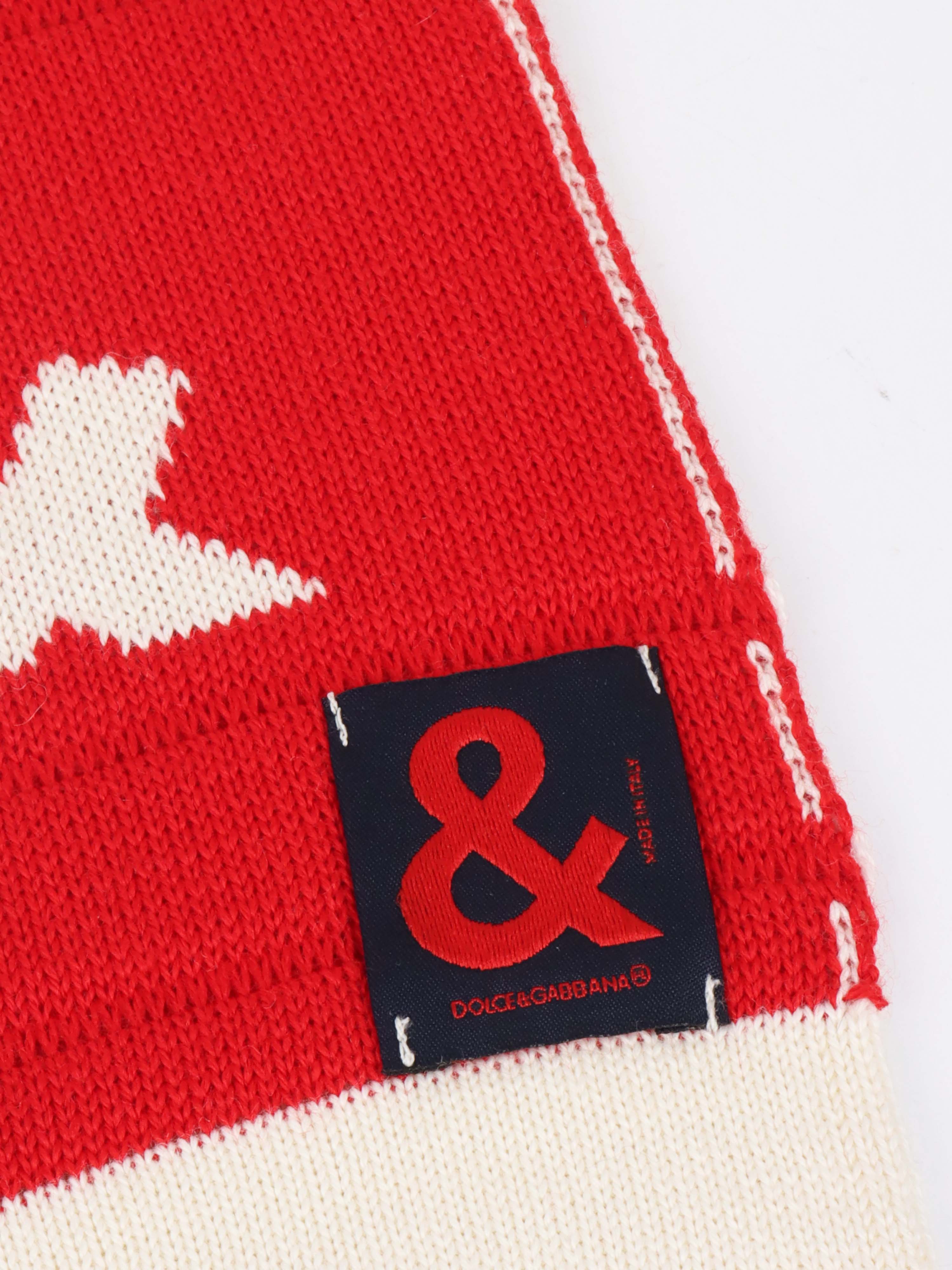 Dolce  Gabbana Red and White Scarf.