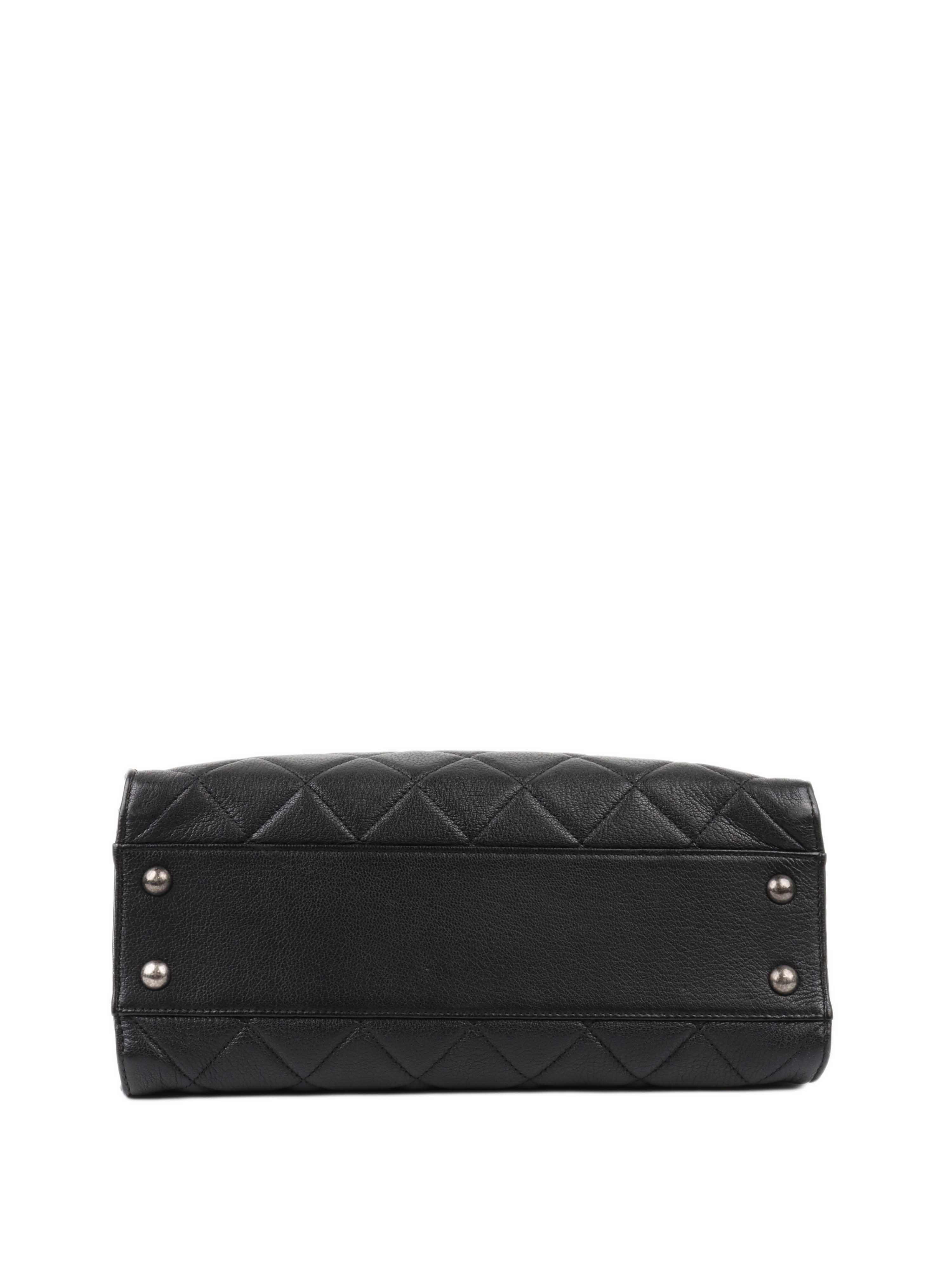 Chanel Black Caviar Quilted Leather Shopping Tote.