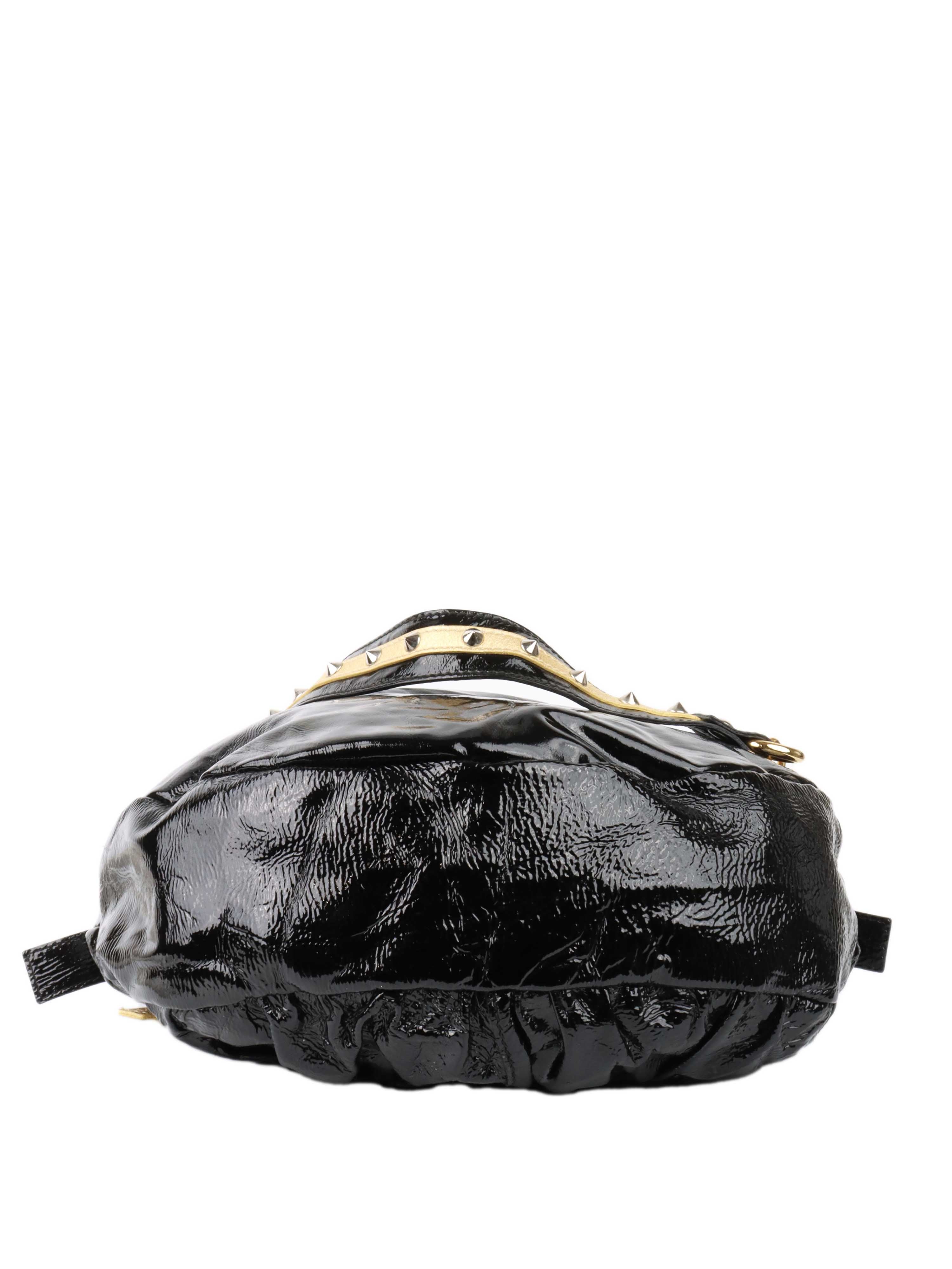 Dolce 
Gabbana Black 
Gold Patent Hobo Bag.