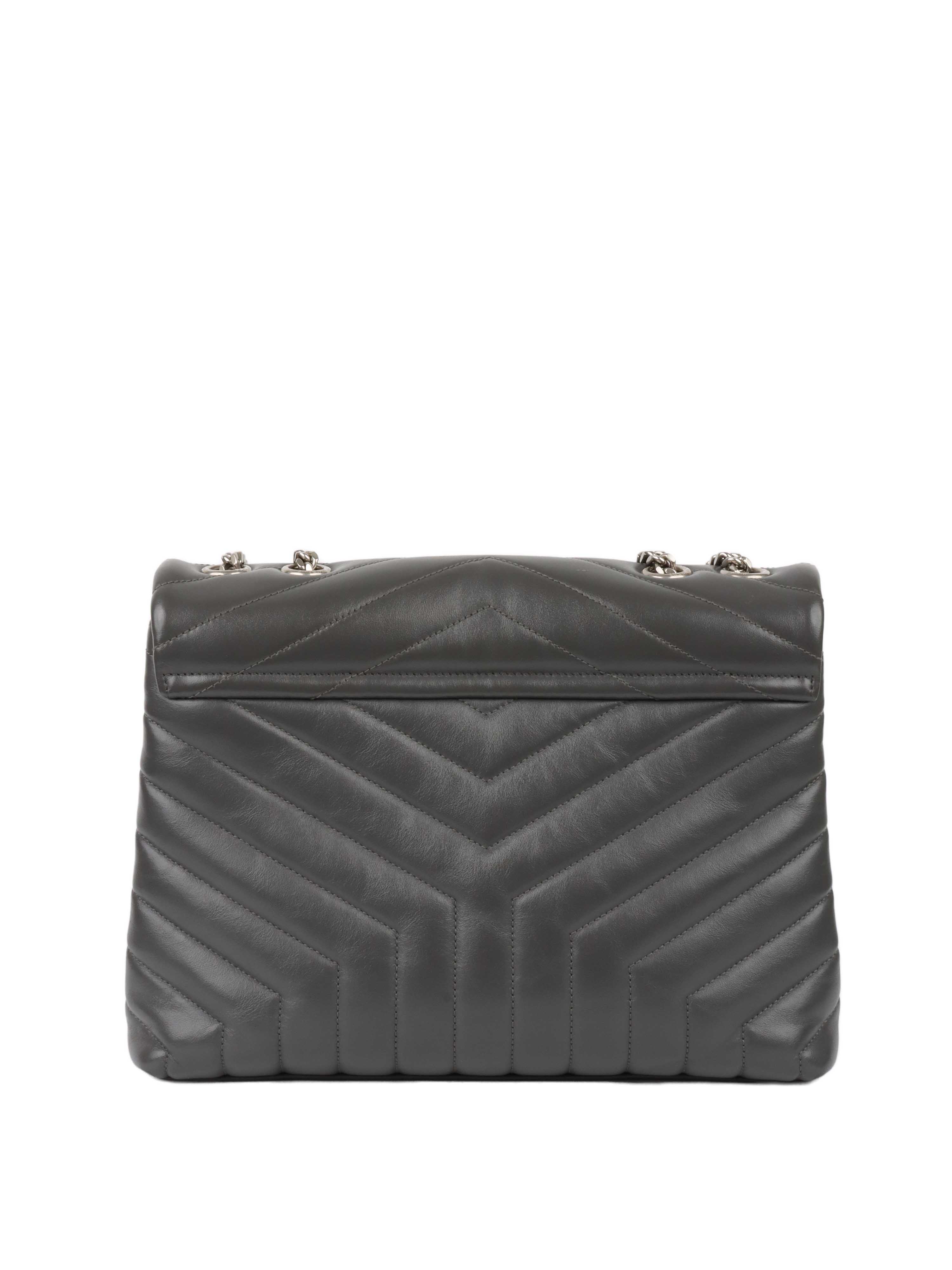 Saint Laurent Dark Grey Medium Loulou Bag.