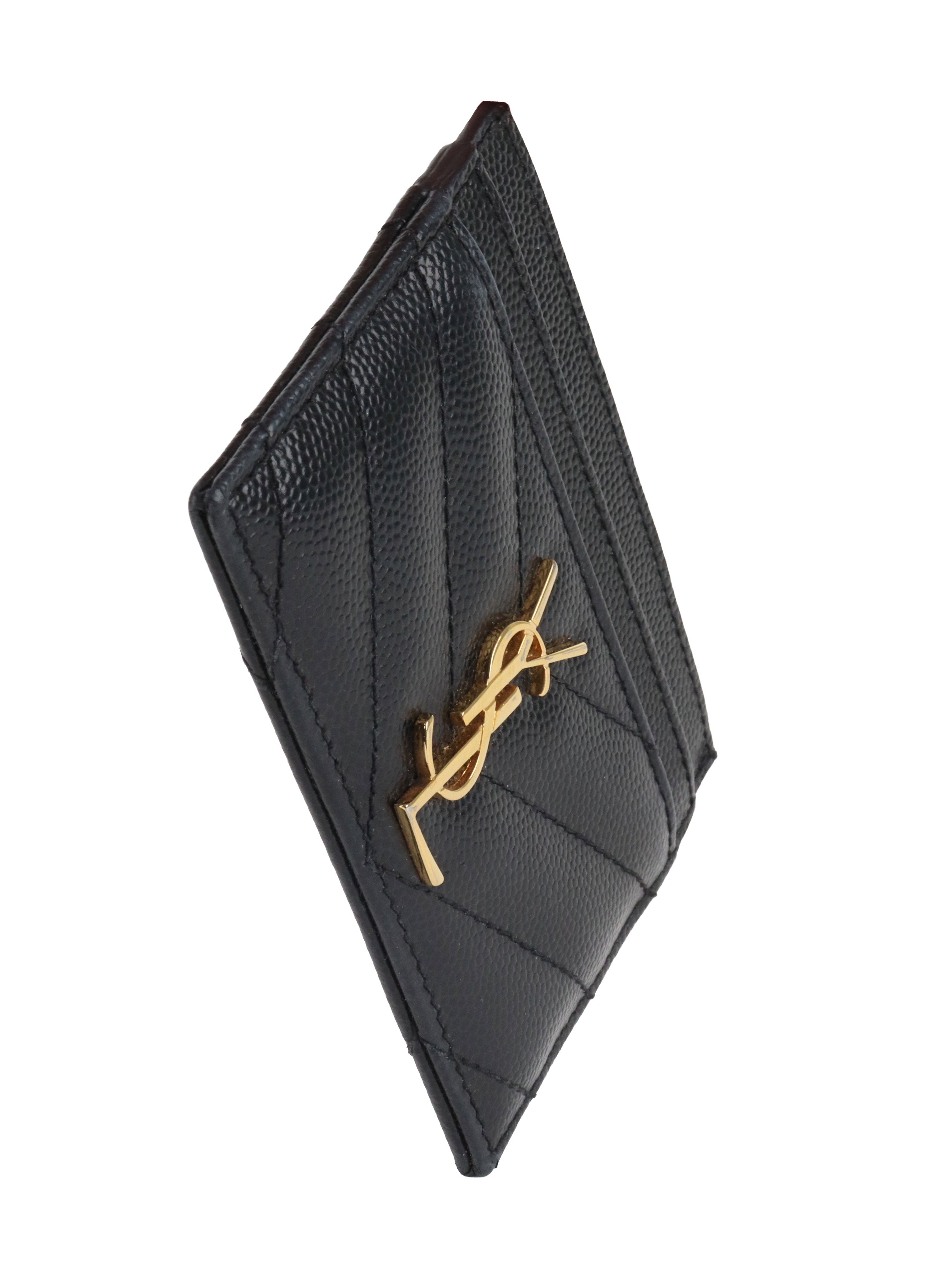 Saint Laurent Black Cassandre Matelasse Card Holder