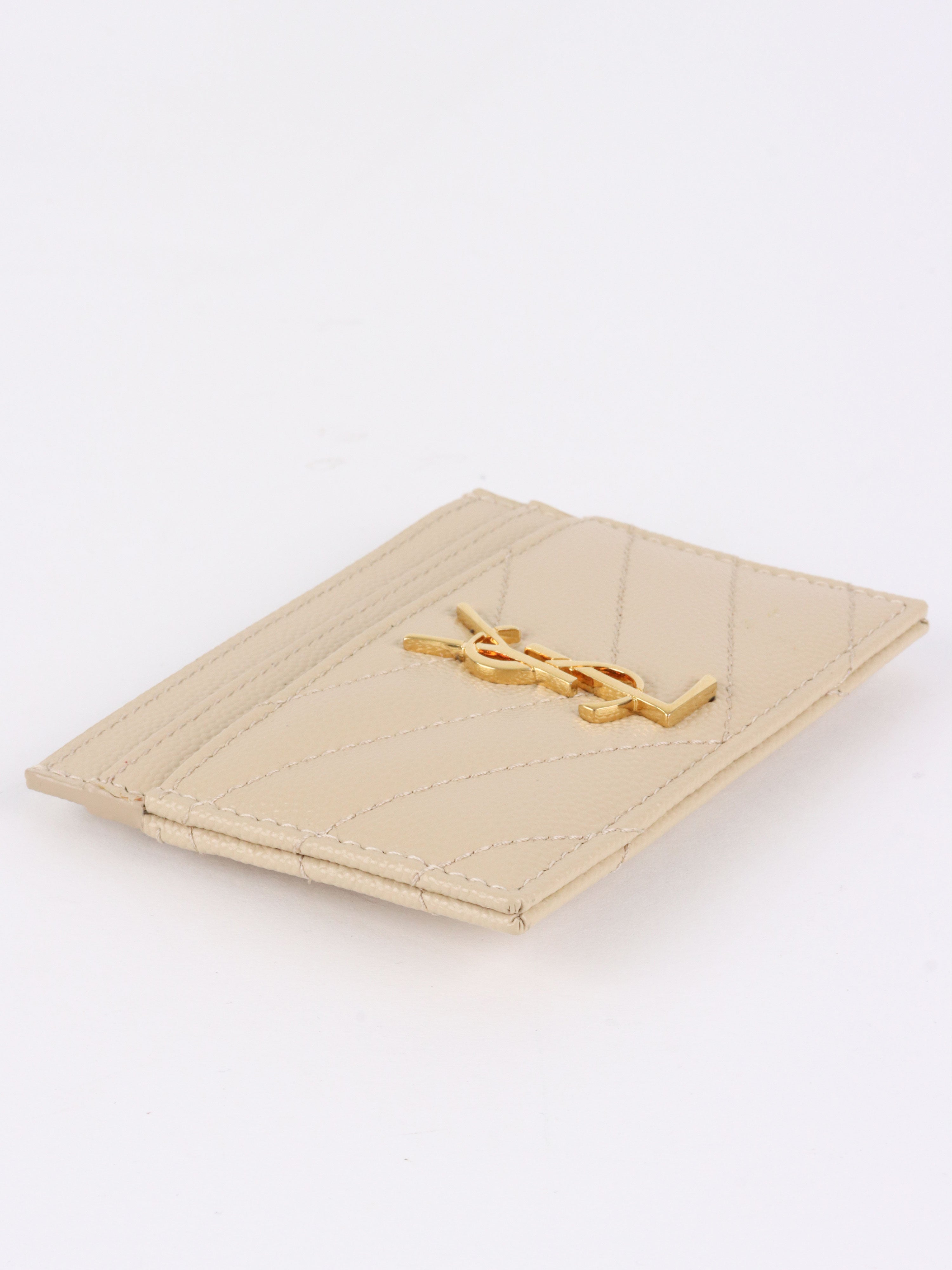 Saint Laurent Light Beige Cassandre Matelasse Card Holder