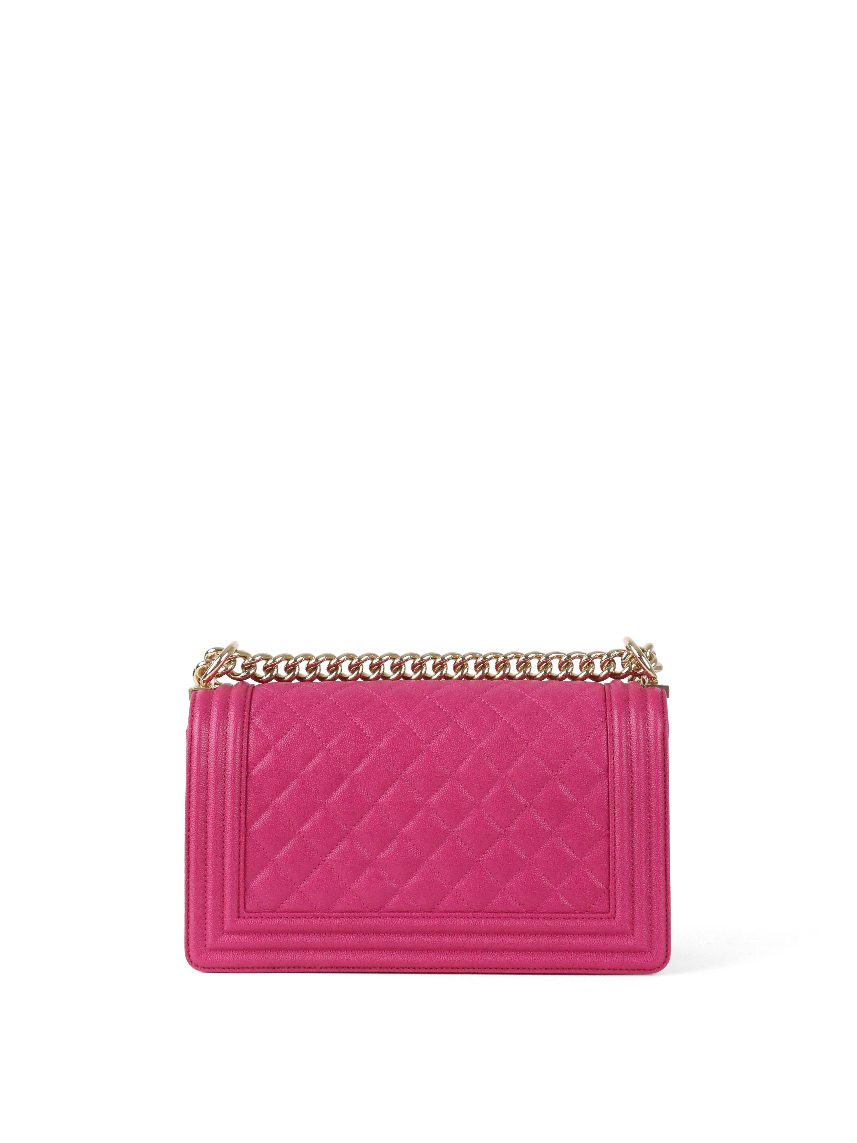 Chanel Berry Pink Medium Caviar Boy Bag LGHW