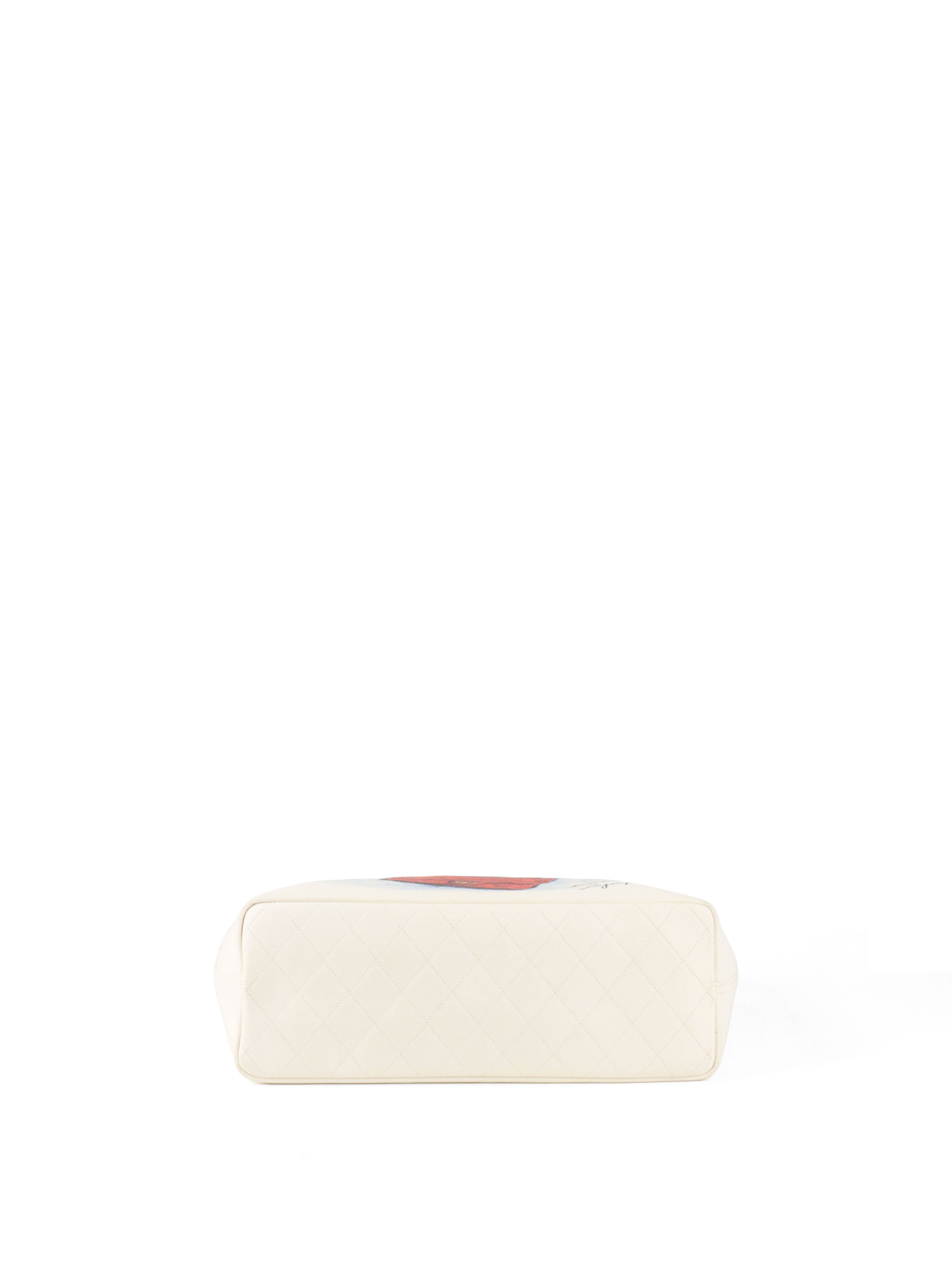 Chanel Limited Edition White Canvas Karl Lagerfeld Mobile Art Tote