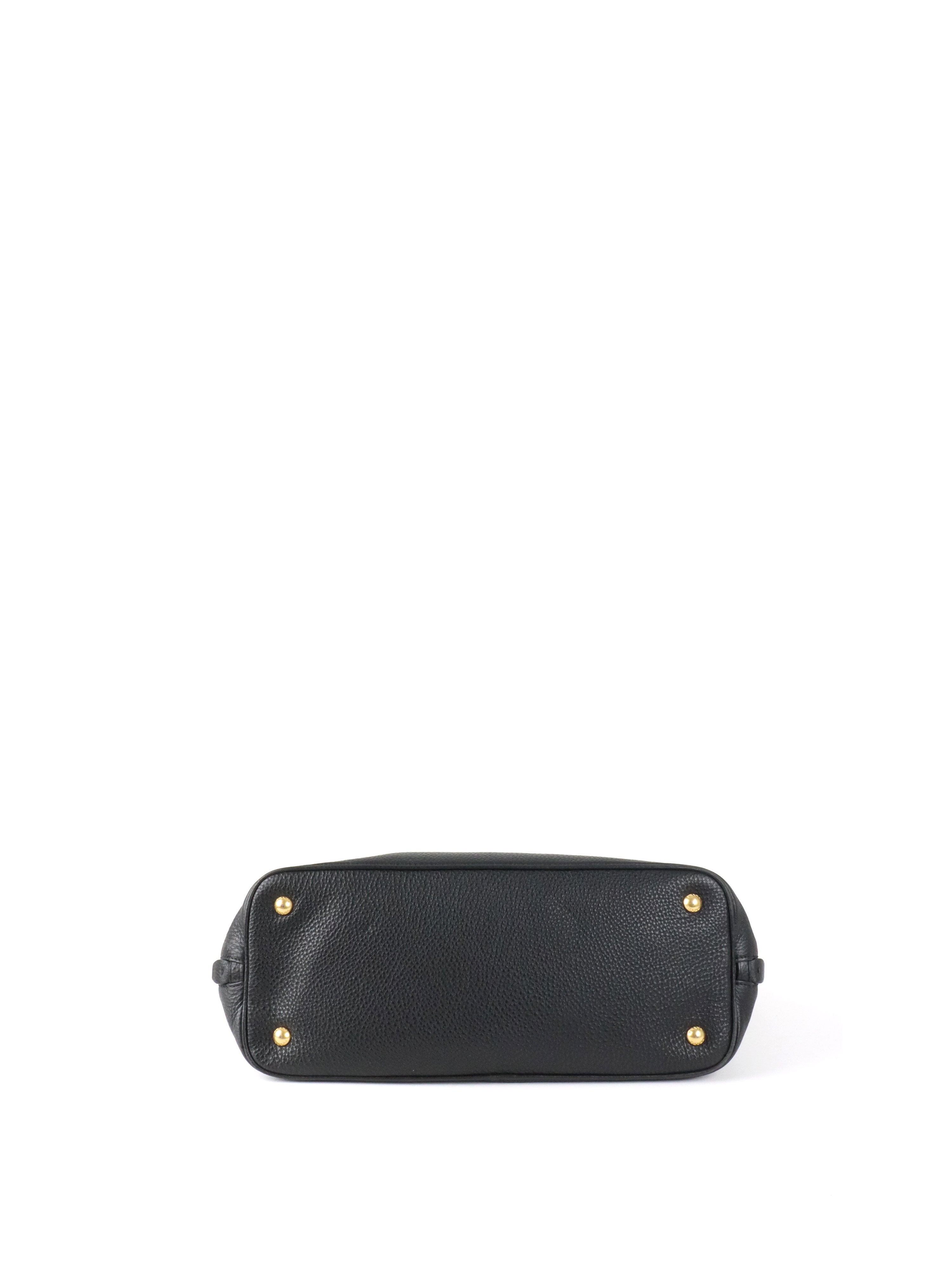 Prada Black Vitello Daino Leather Tote Bag.