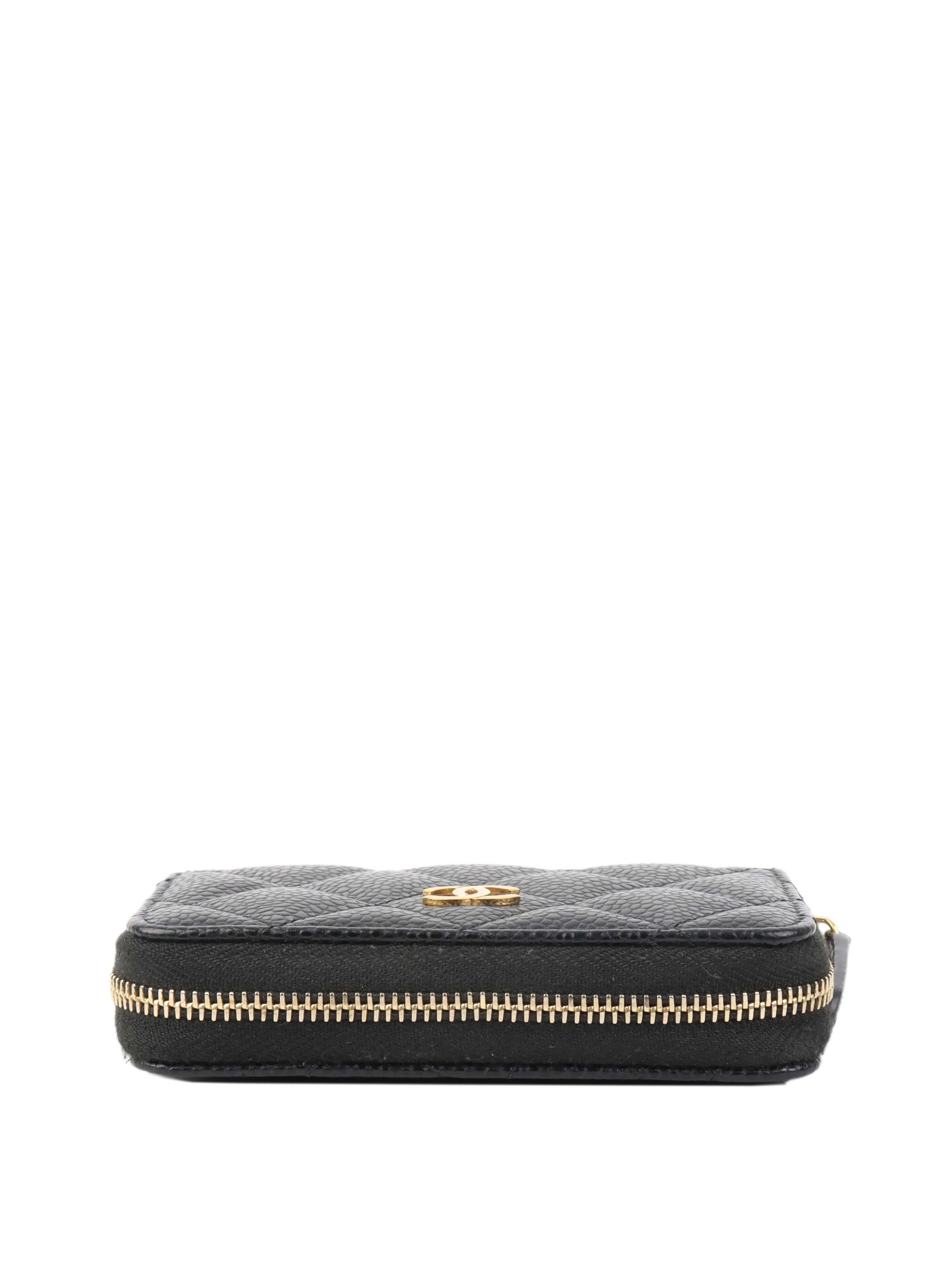 Chanel Black Caviar Zip Card Holder.