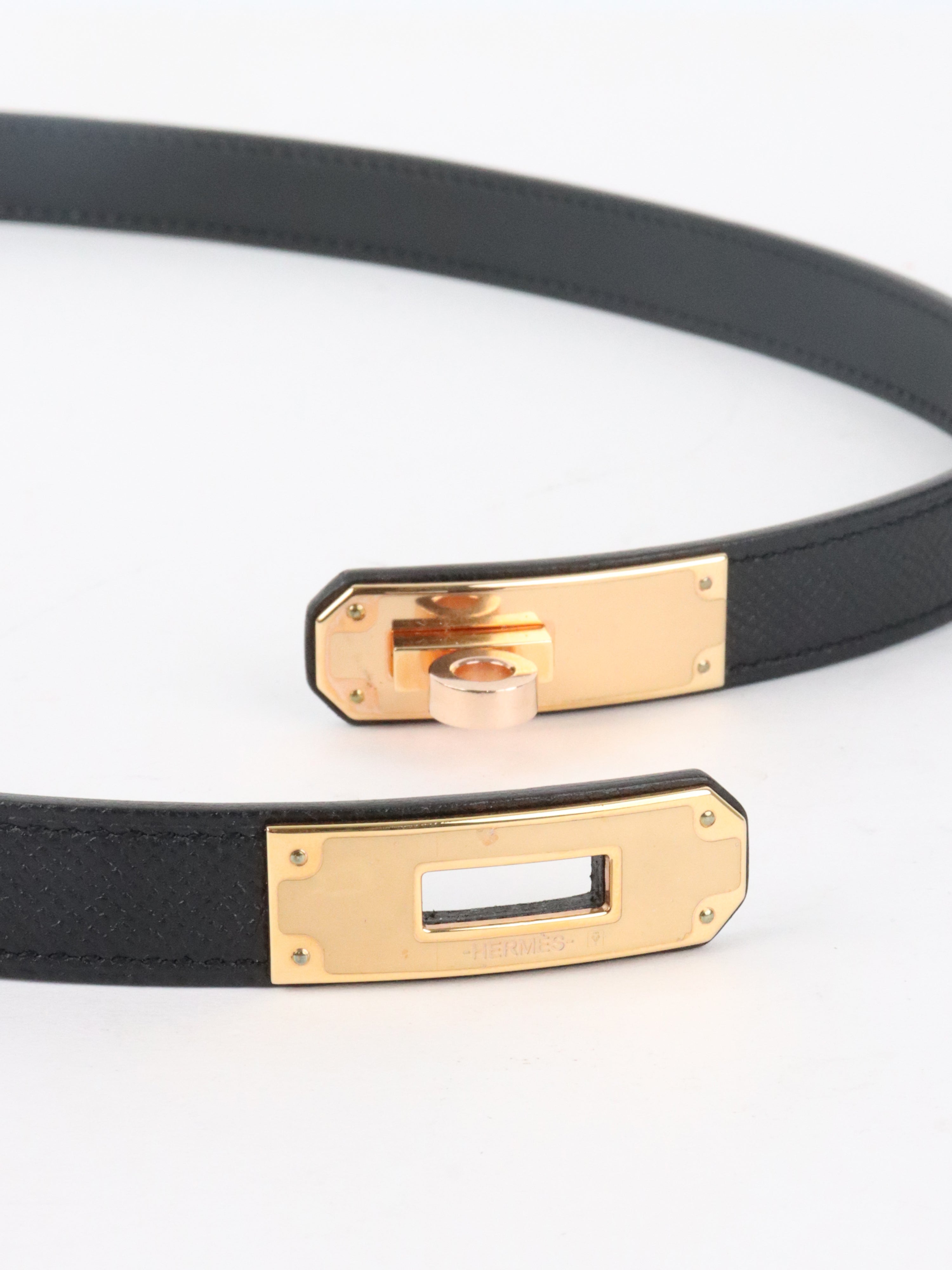 Hermes Noir Kelly 18 Belt with Rose Gold Hardware
