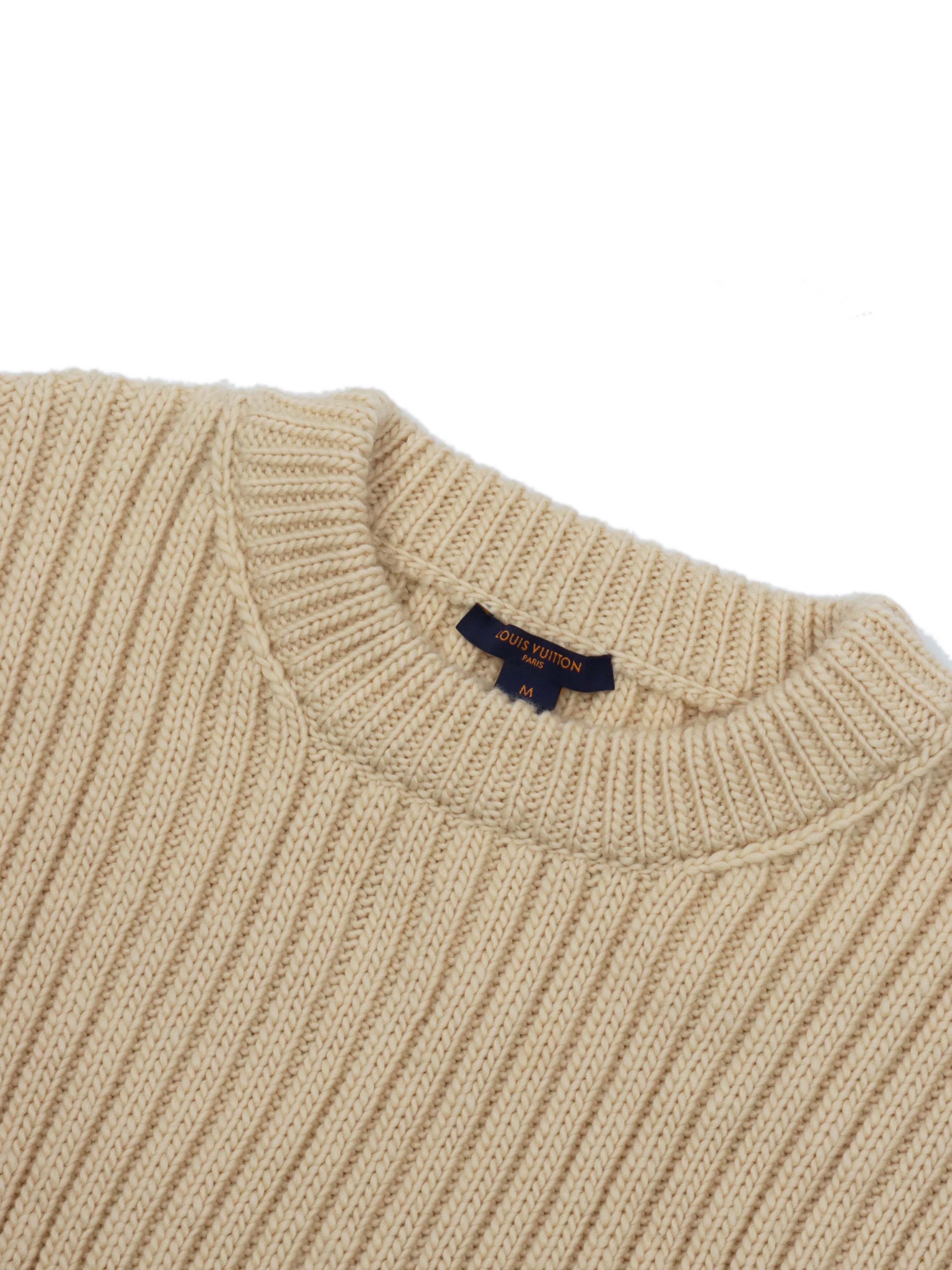 Louis Vuitton Elbow Patch Ribbed Pullover Sweater.