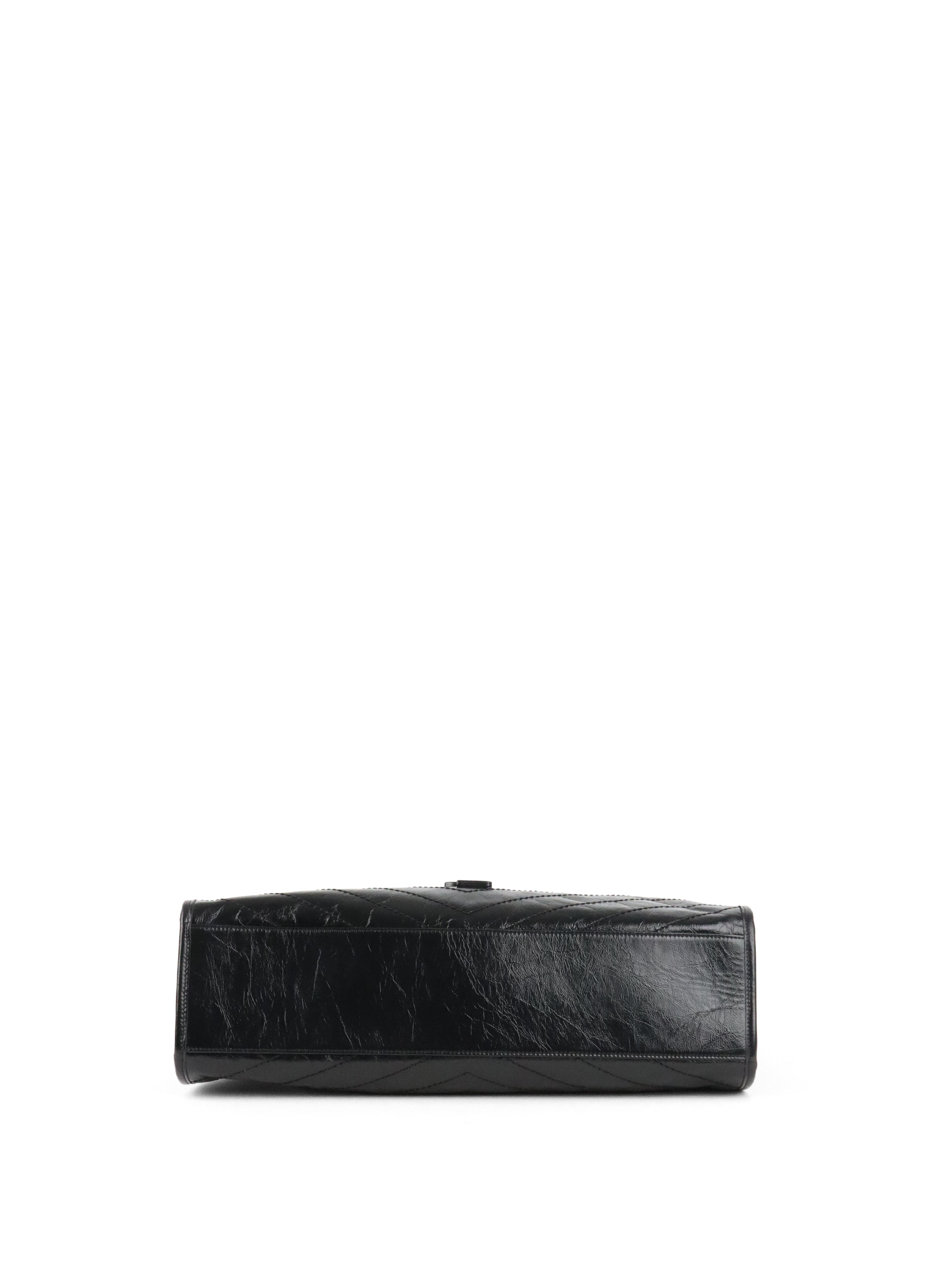 Saint Laurent Black Vintage Leather Niki Shopping Tote