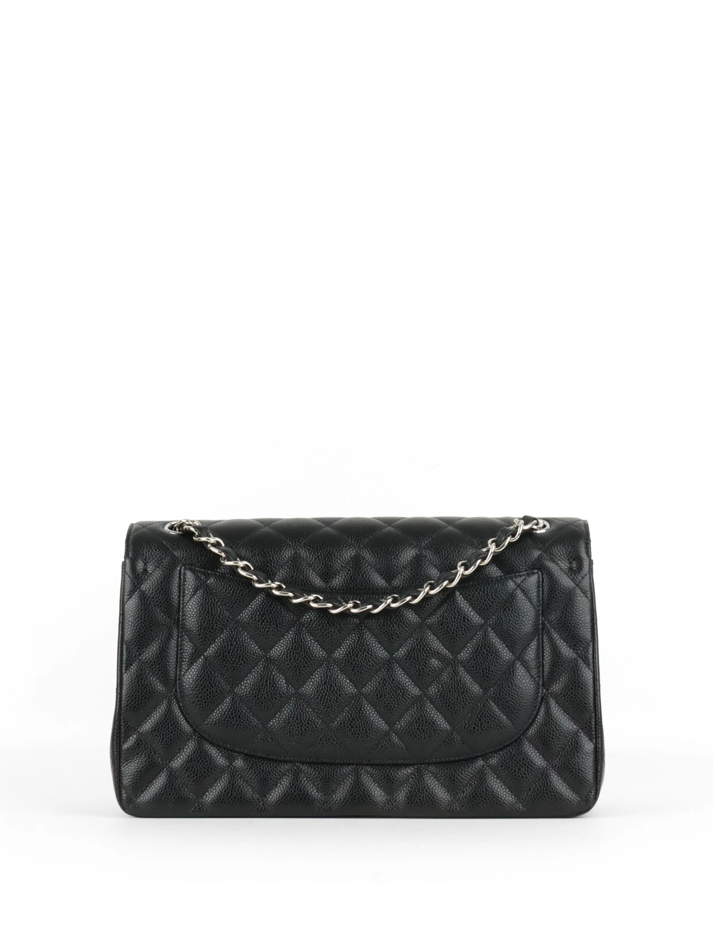 Chanel Black Caviar Jumbo Classic Flap SHW