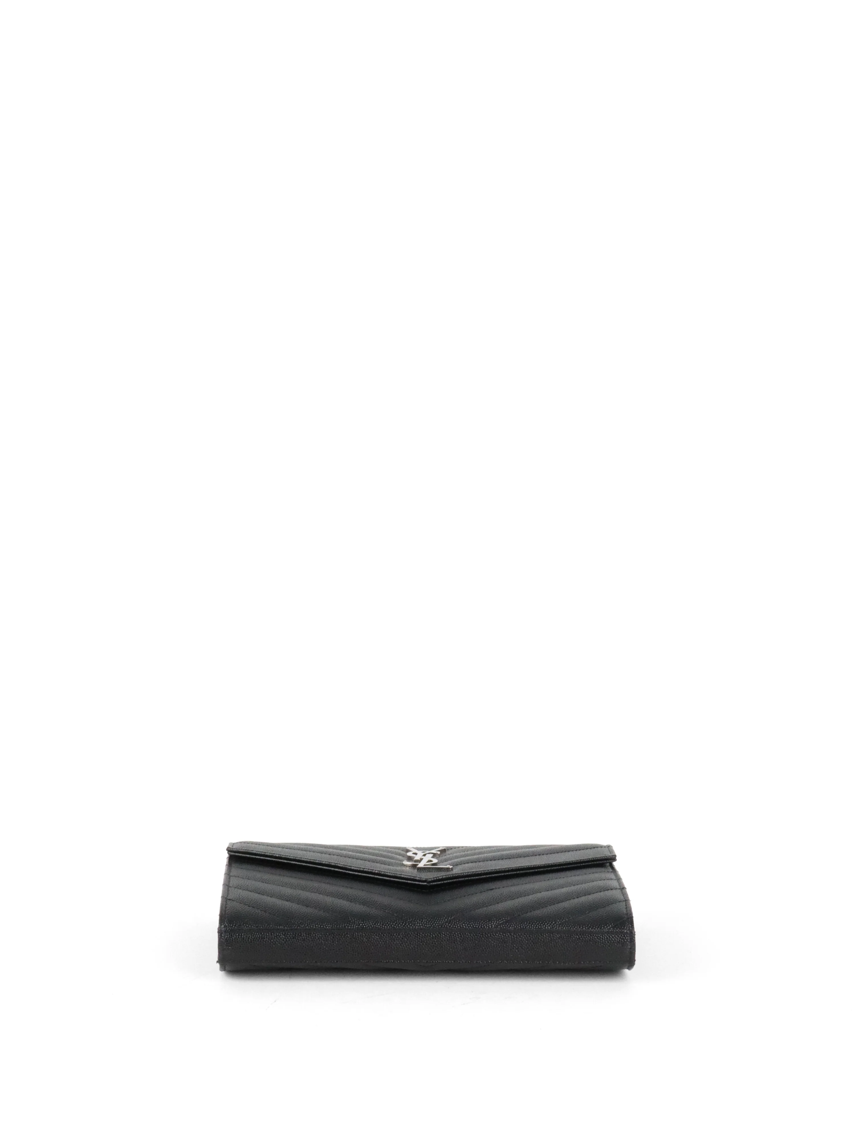 Saint Laurent Black Cassandre Envelope Chain Wallet