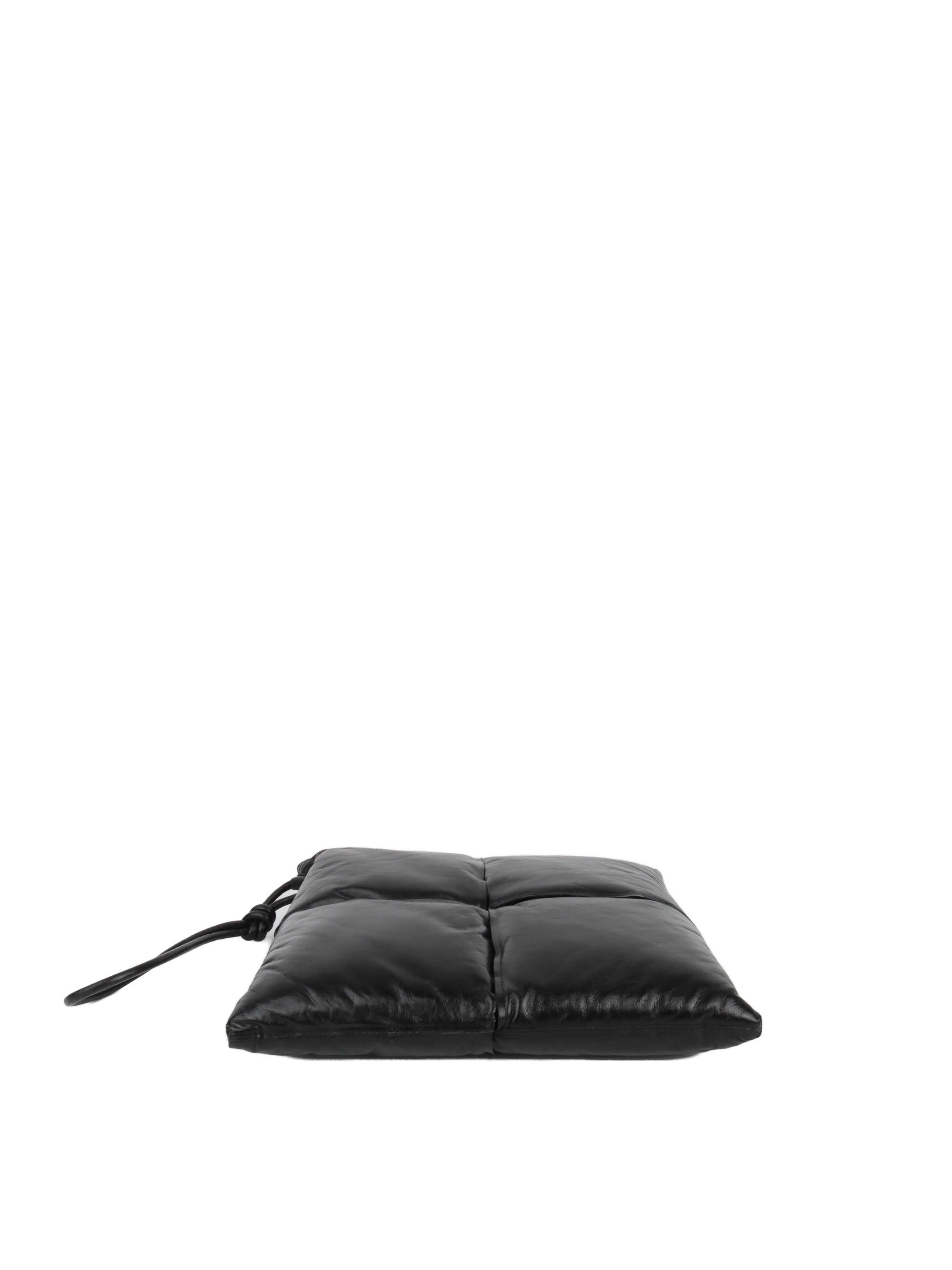 Bottega Veneta Black Padded Intercciato Pouch Bag.