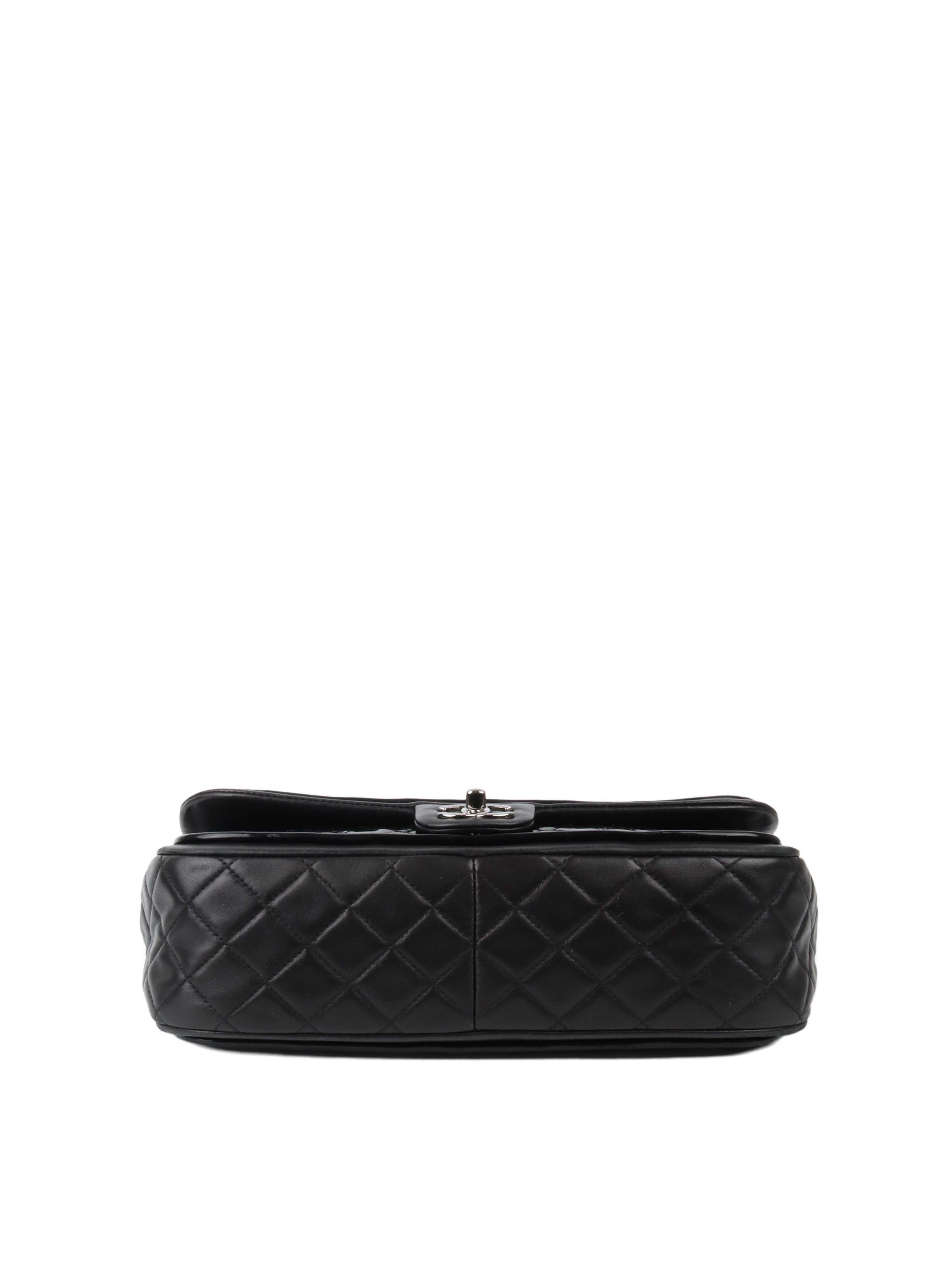 Chanel Black Patent Quilted Flap Bag SHW.