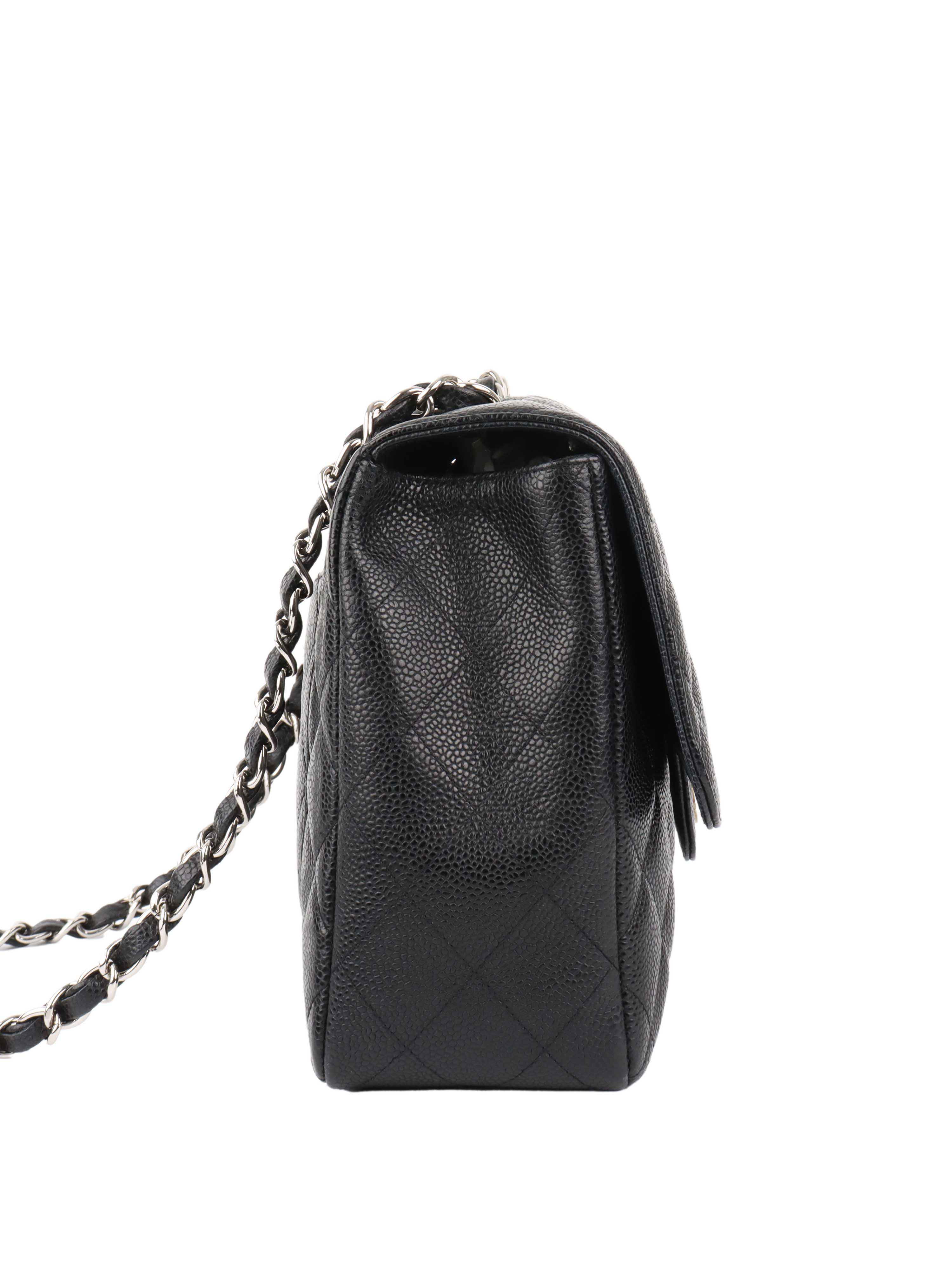 Chanel Black Jumbo Caviar Single Classic Flap.