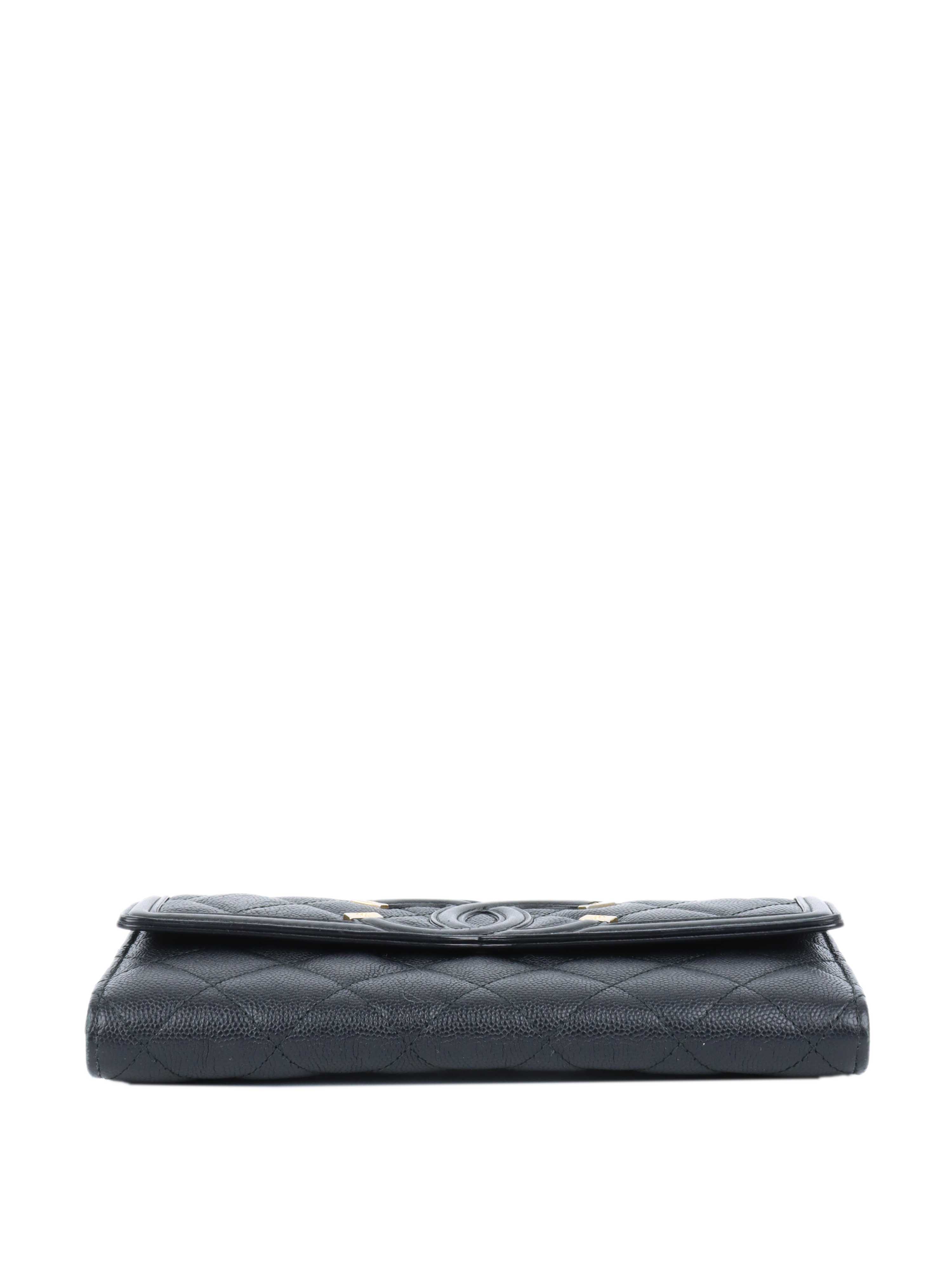 Chanel Black Caviar Long Wallet.