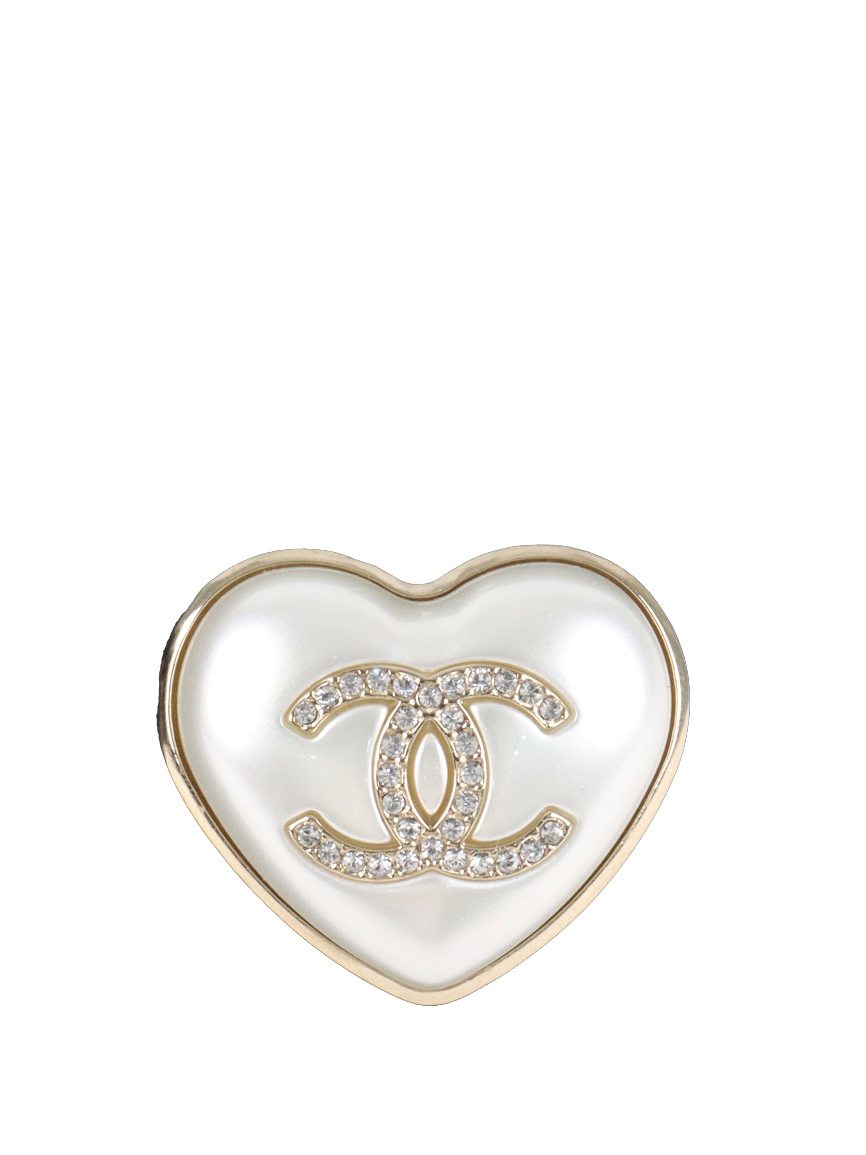 Chanel Set of 2 Heart Shape Brooch