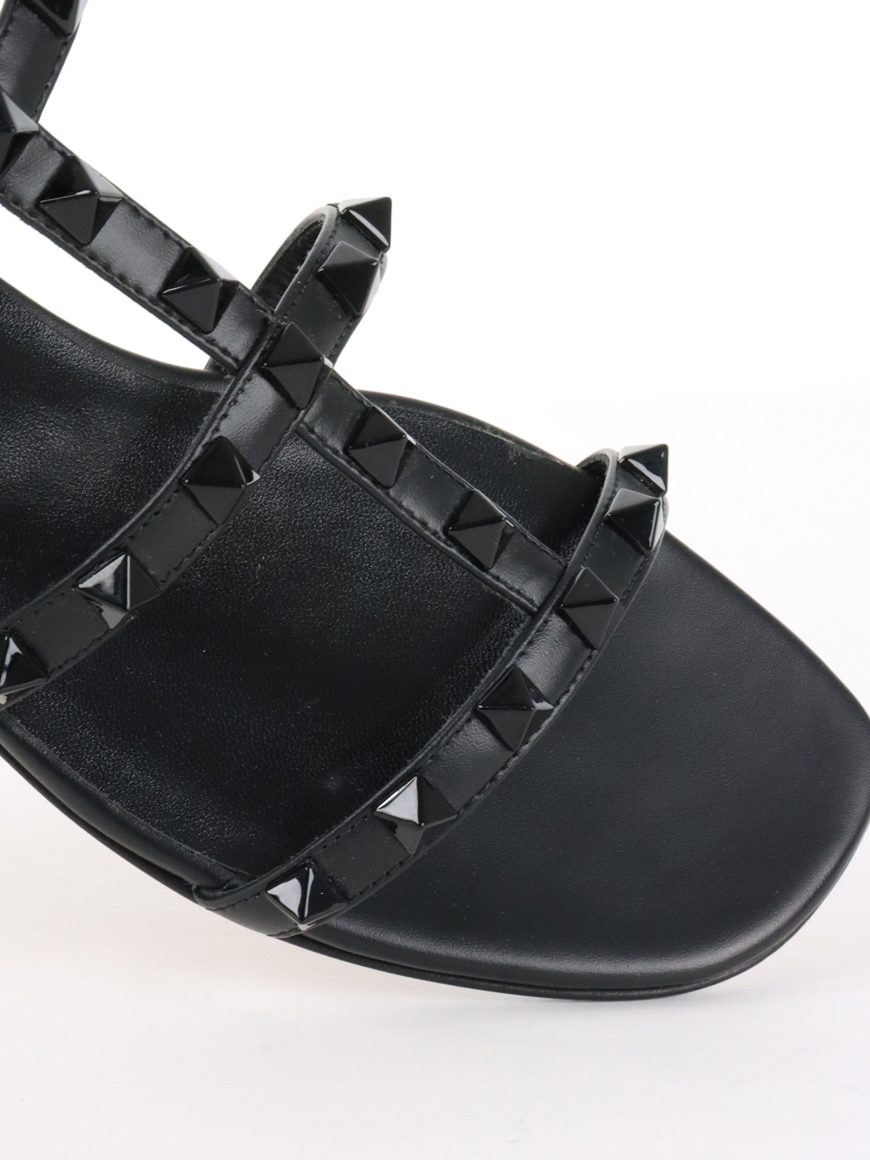 Valentino Black Rockstud Flat Sandal