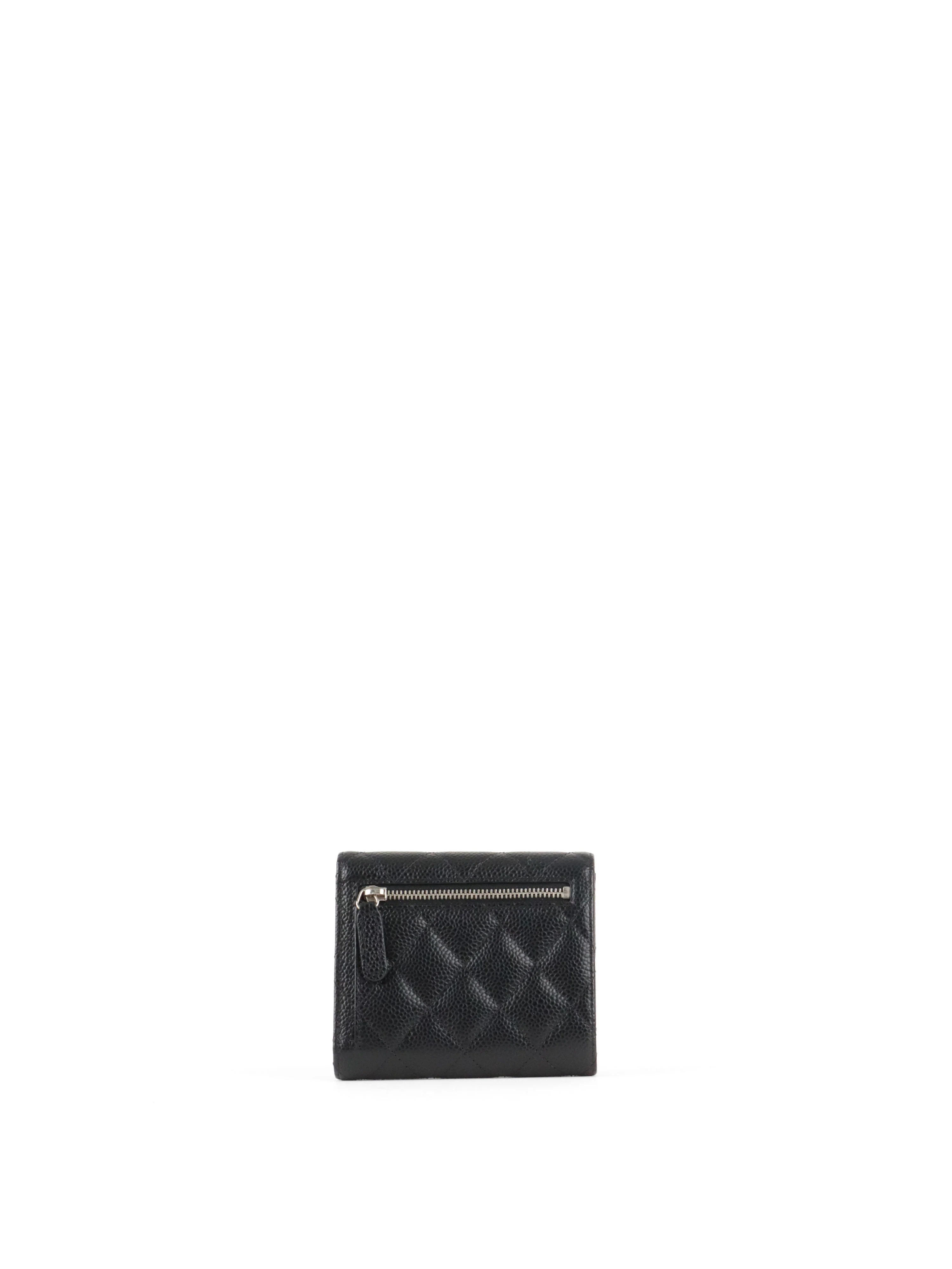 Chanel Small Black Caviar Flap Wallet SHW