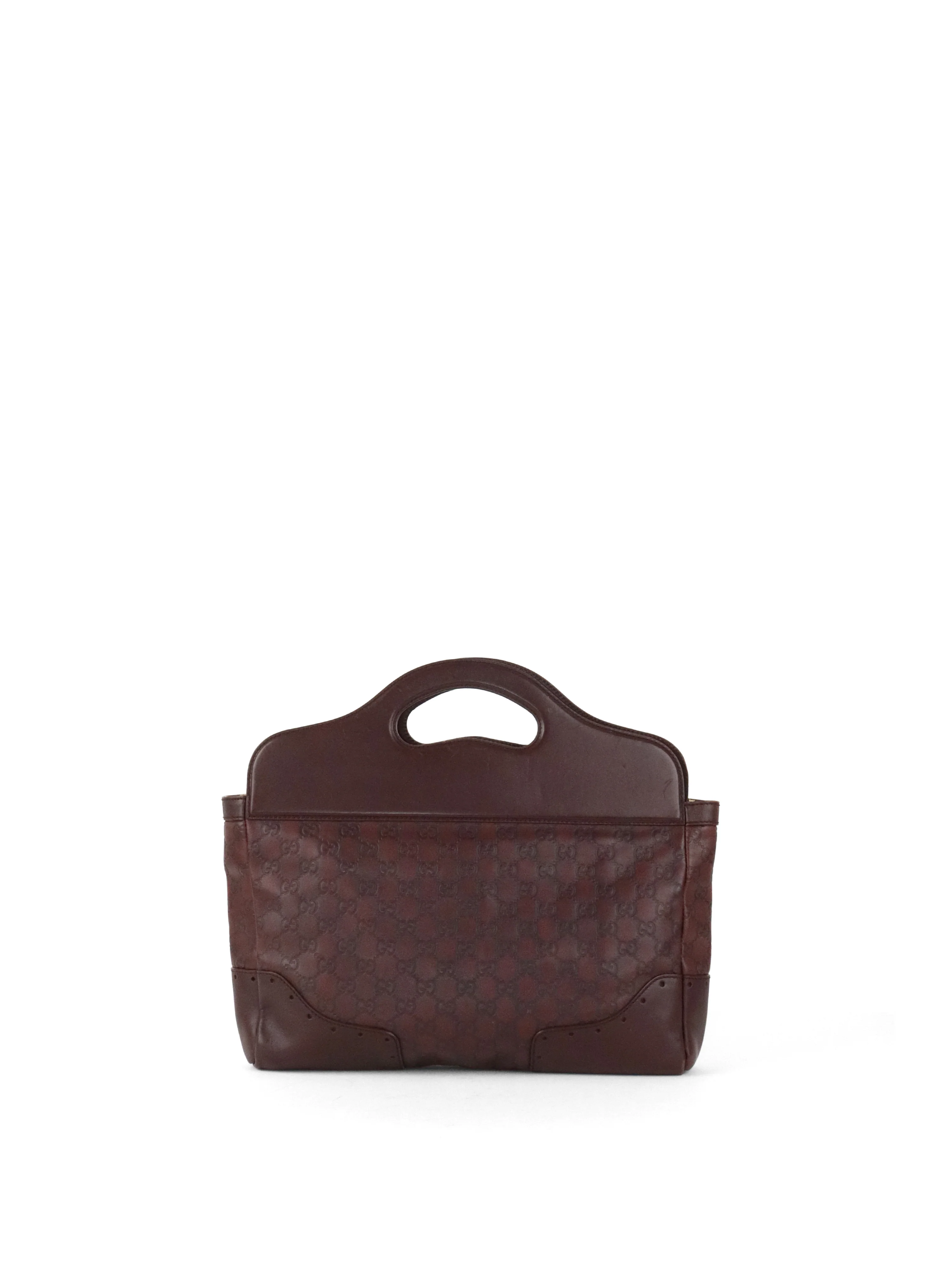 Gucci Vintage Medium Burgundy Guccissima Punch Top Handle Tote