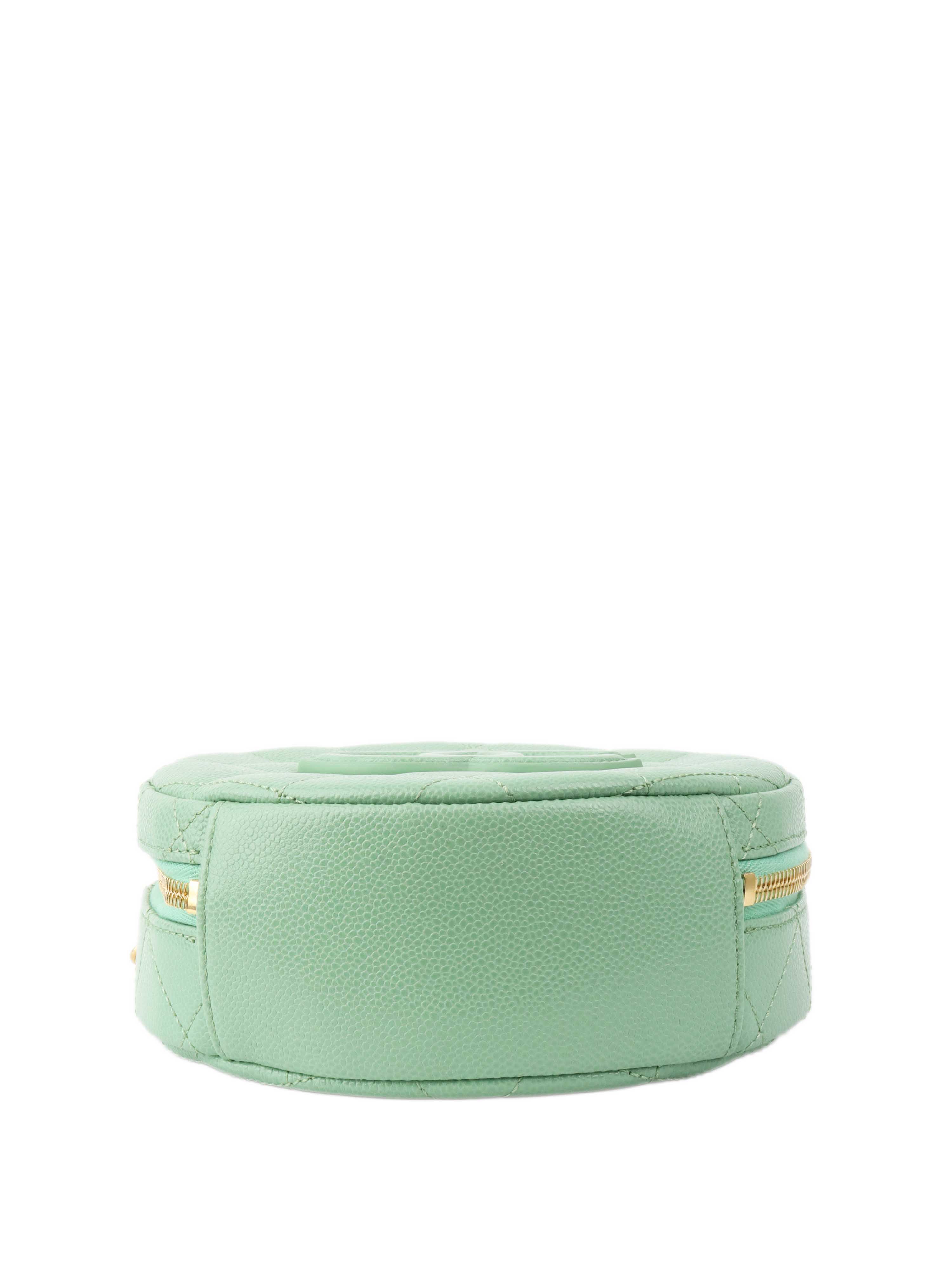 Chanel Green Round Vanity Bag.