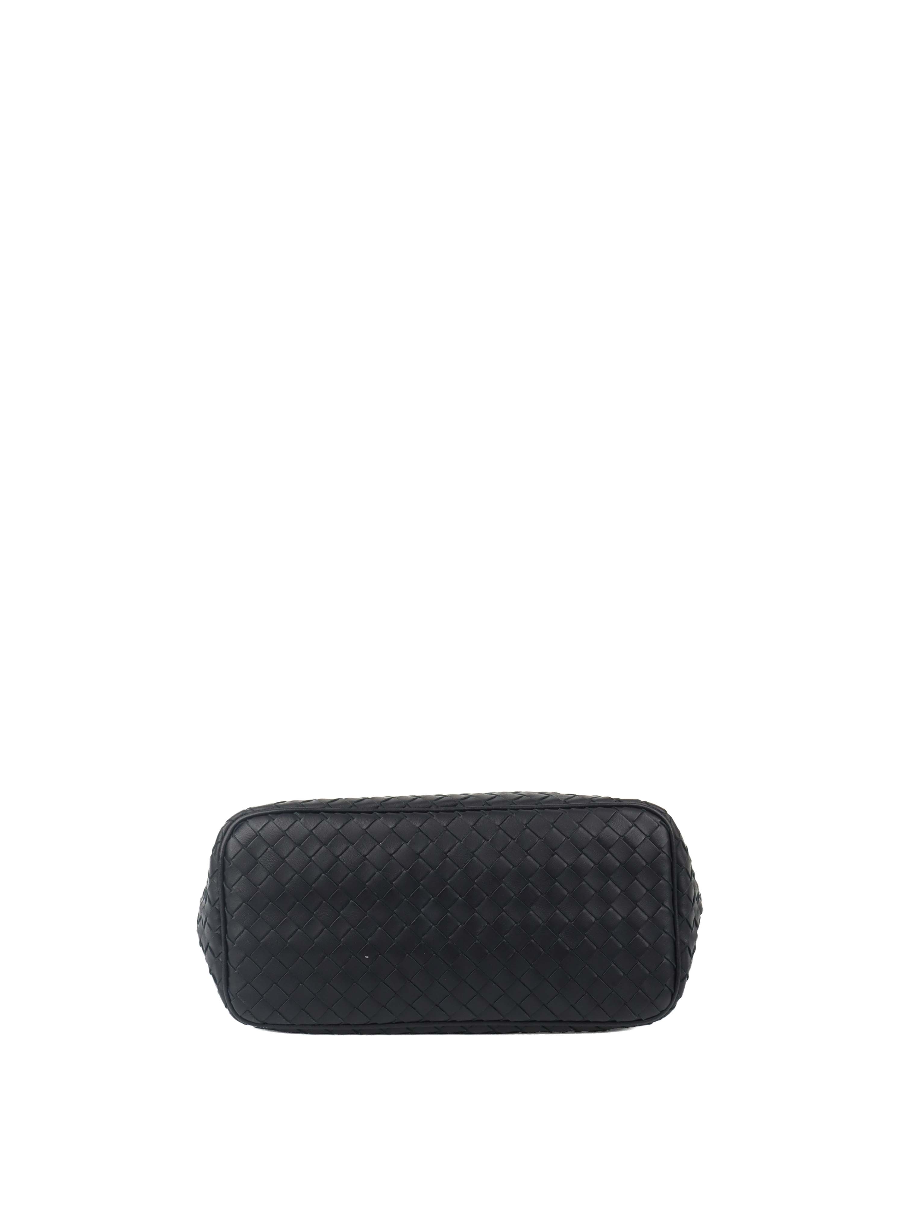 Bottega Veneta Black Intrecciato Woven Small Shoulder Bag.