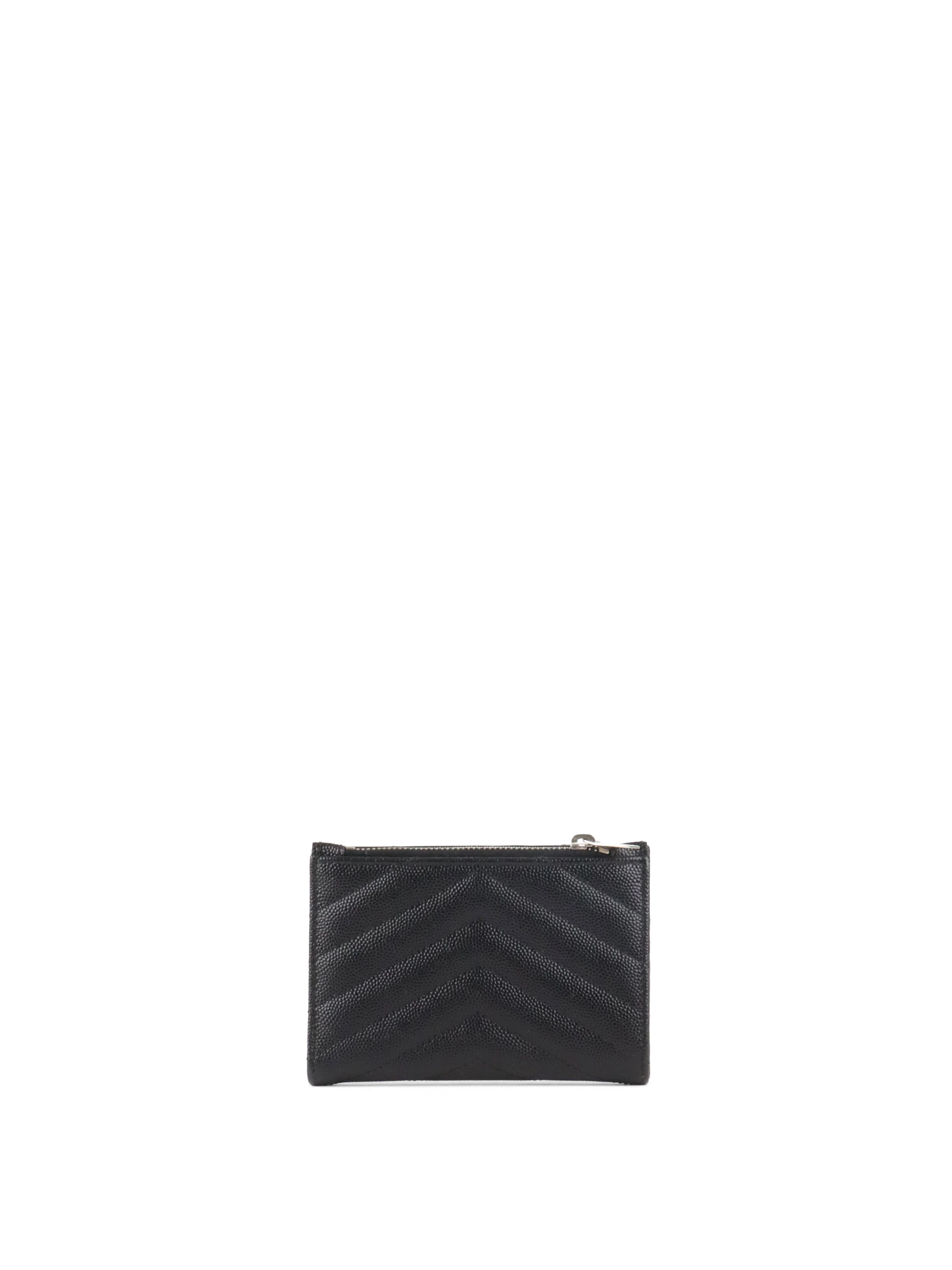 Saint Laurent Zipped Black Leather Wallet SHW