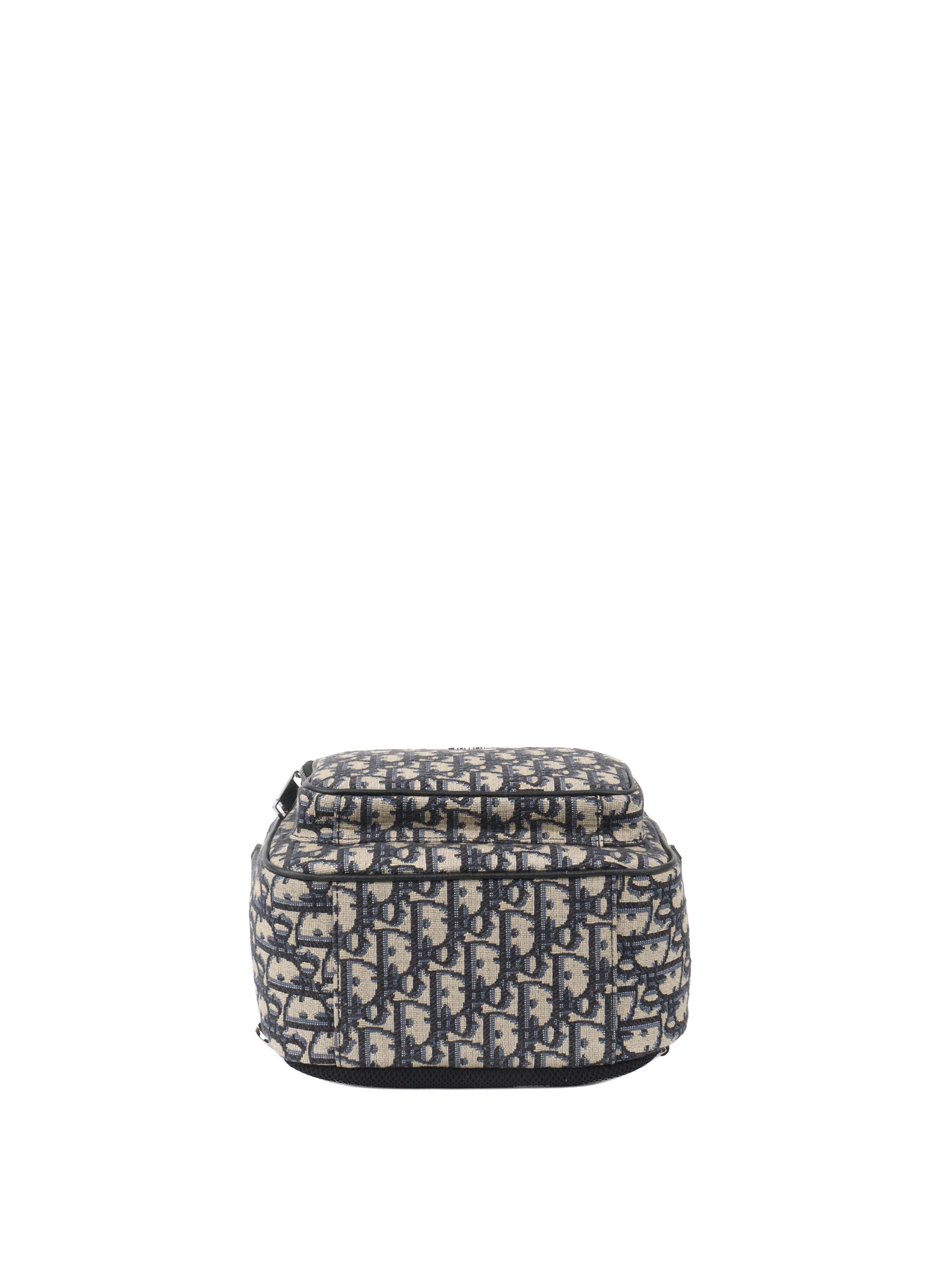 Dior Blue Oblique Canvas Crossbody Sling Bag.